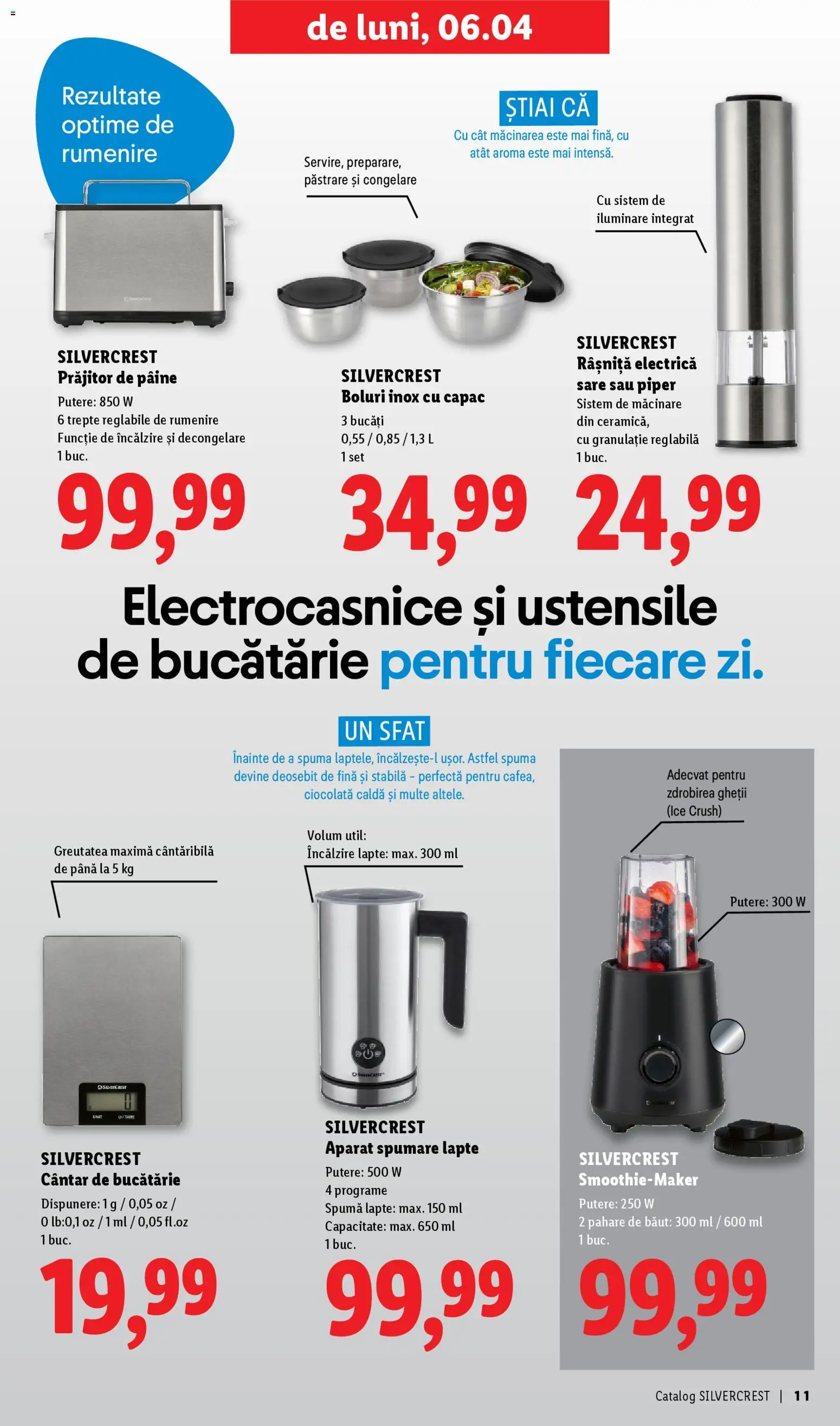 Noul catalog Lidl – valabil de la 30.03.2026 | Pagină: 11 | Produse: Toaster, Cântar, Pâine, Piper