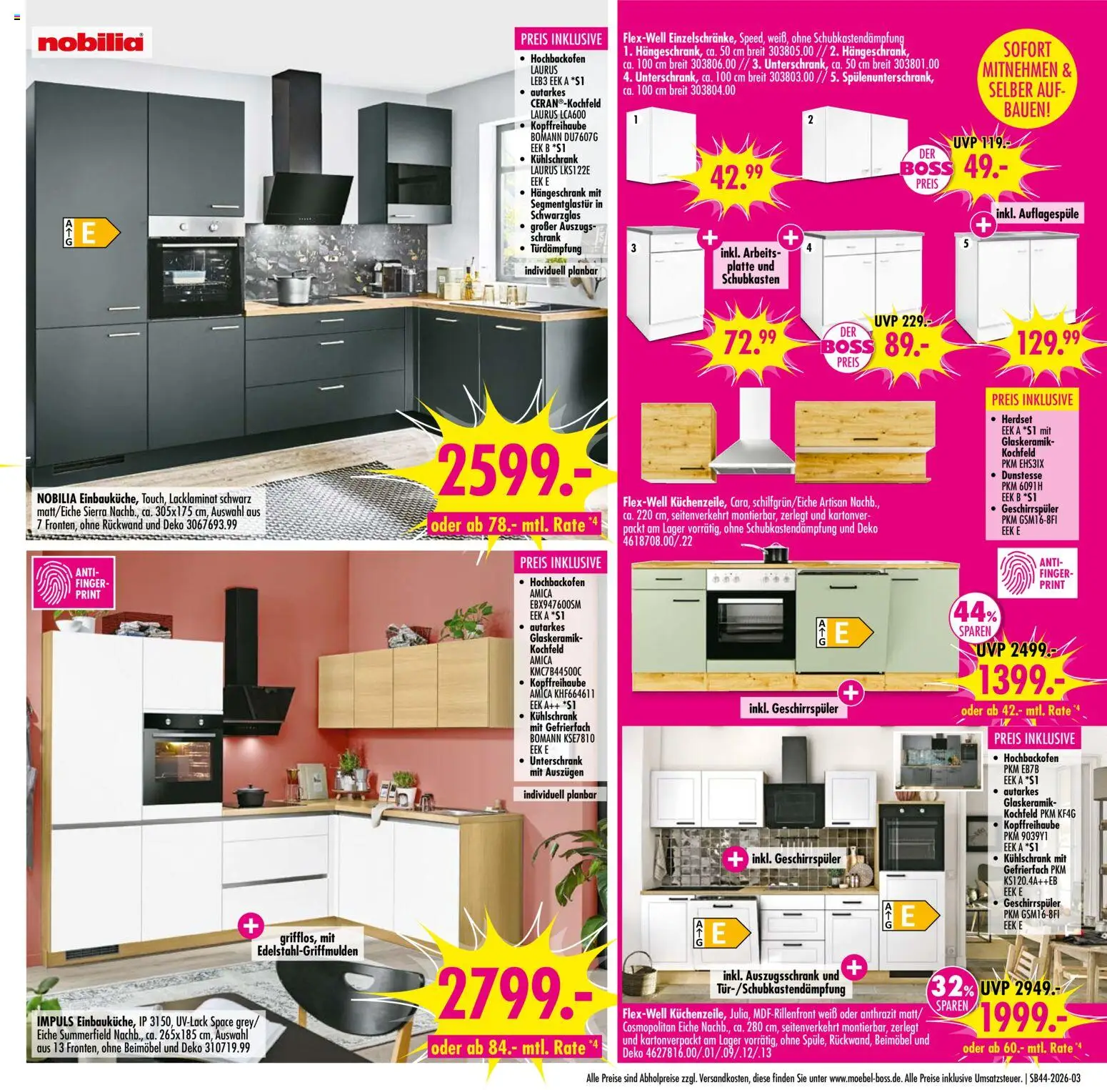 SB Möbel Boss Aktueller Prospekt – gültig ab 24.10.2026 | Seite: 3 | Produkte: Geschirrspüler, Schrank, Kühlschrank, Hängeschrank
