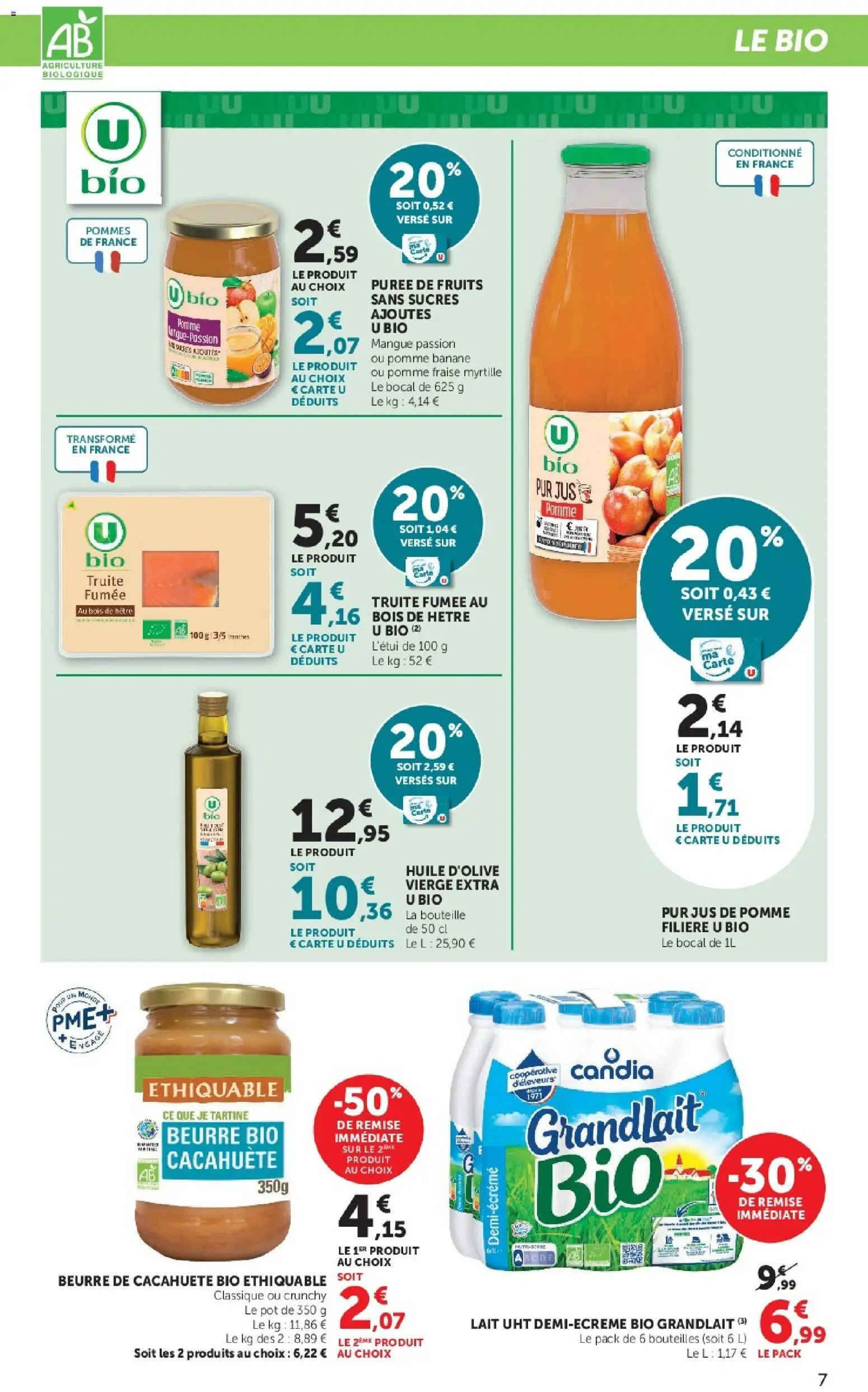 {H1} | Page: 7 | Produits: Huile D'olive, Bouteille, Pommes, Beurre de cacahuète bio