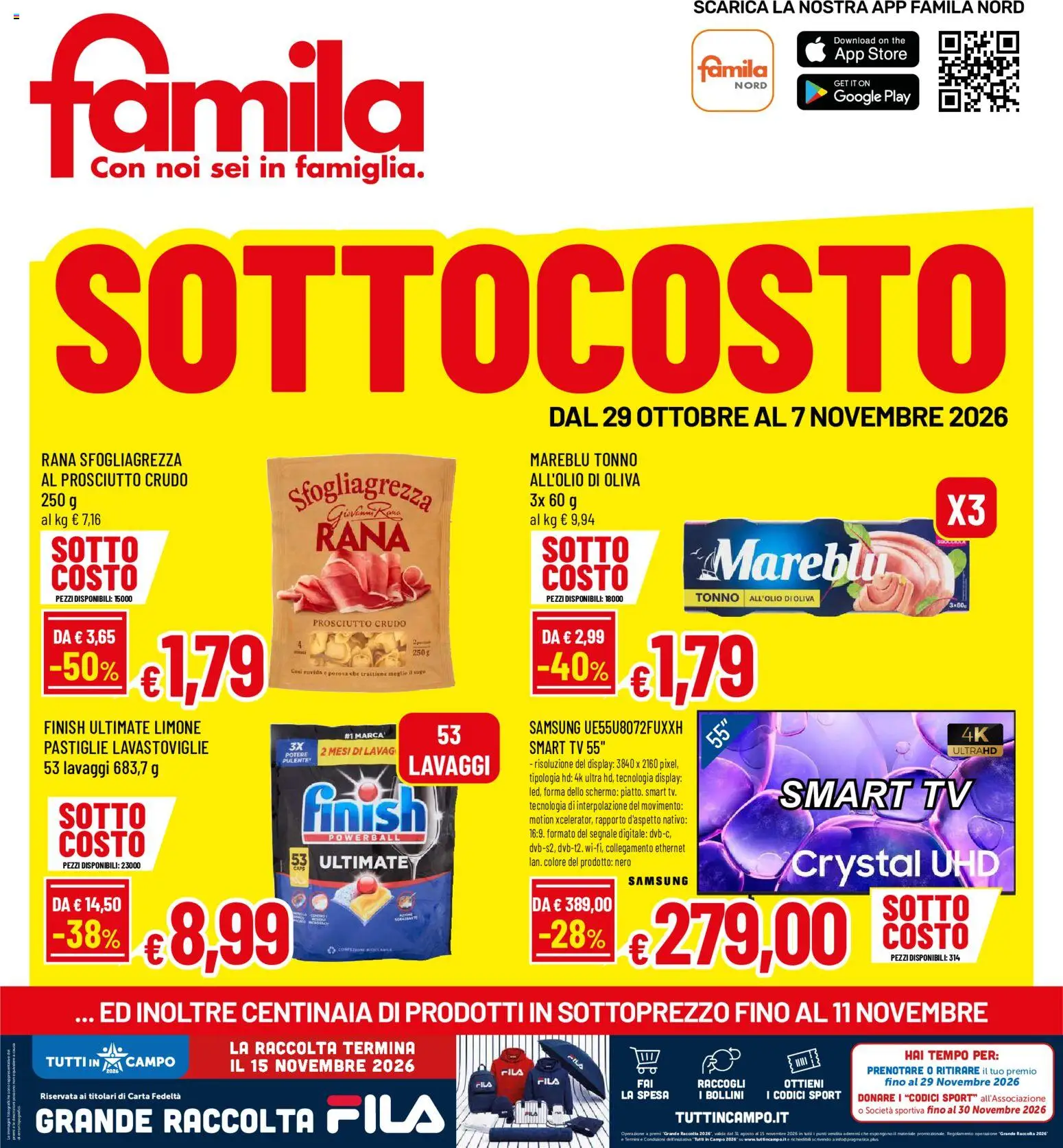 Volantino Famila del 29/10/2026 | Pagina: 1 | Prodotti: Prosciutto Crudo, Prosciutto, Lavastoviglie, Sugo