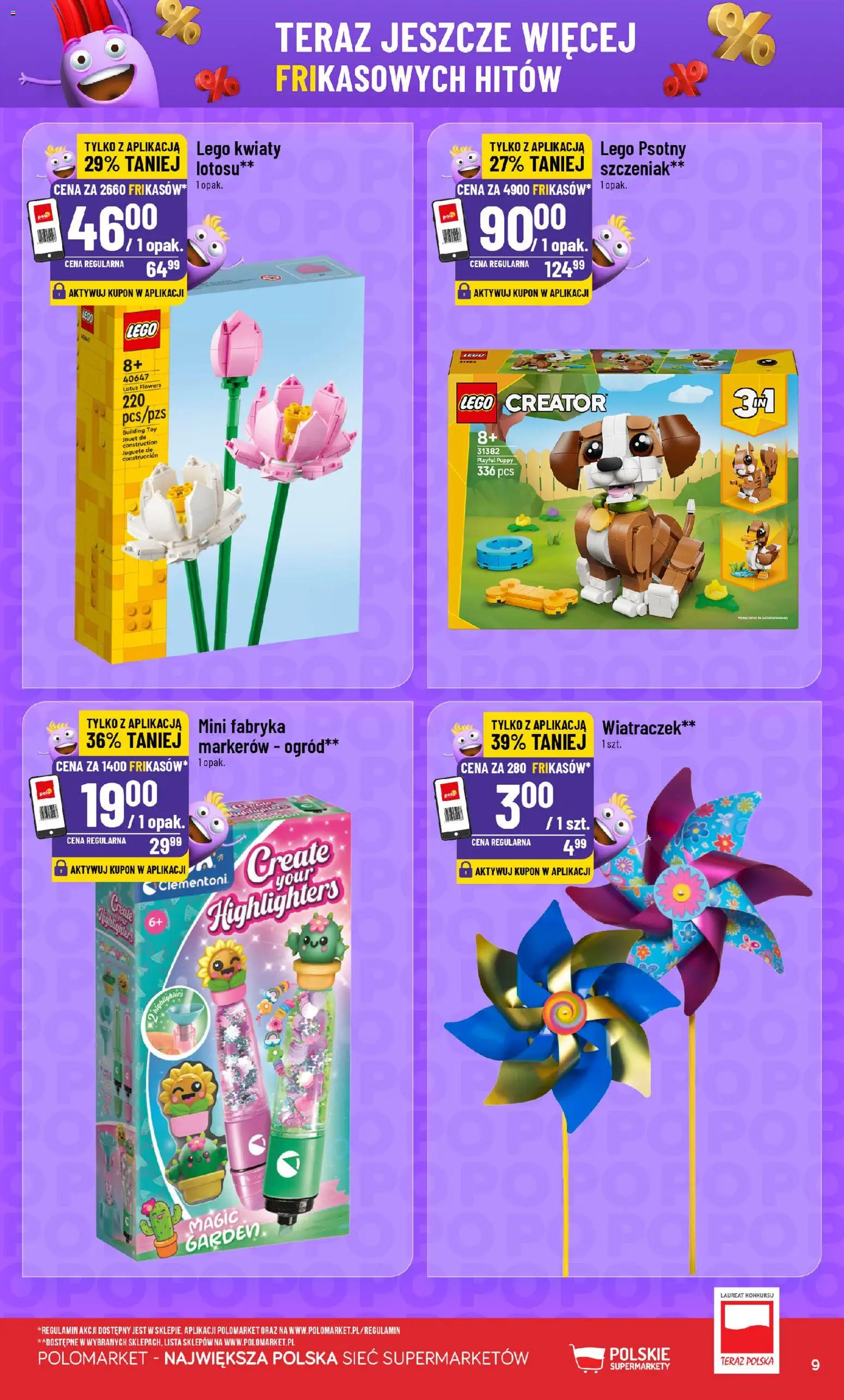 Nowa POLOmarket gazetka od jutra 09.09.2026 | Strona: 9 | Produkty: Lego, Lotus, Kwiaty