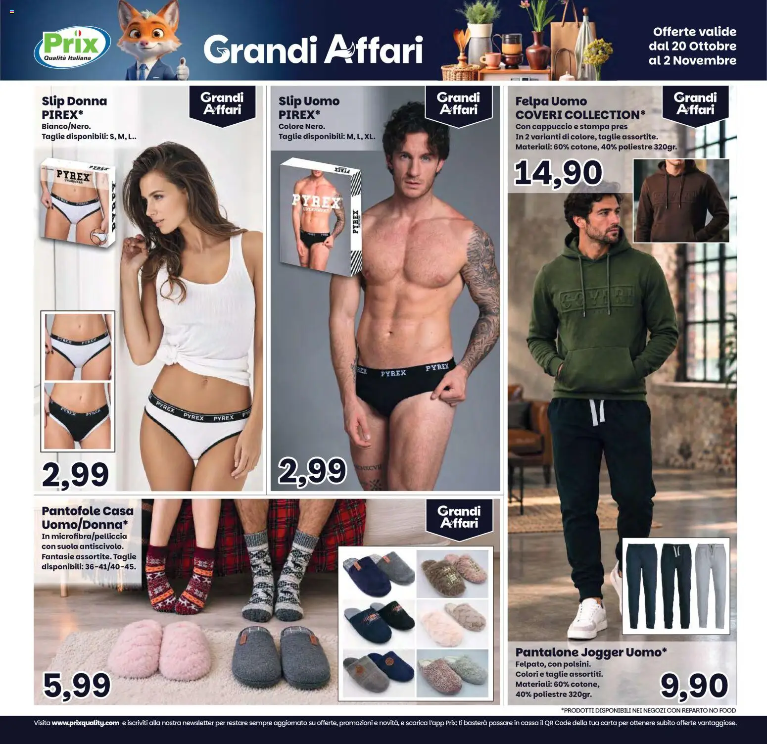 Volantino Prix del 20/10/2026 | Pagina: 21 | Prodotti: Felpa, Slip, Cappuccio, Stampa