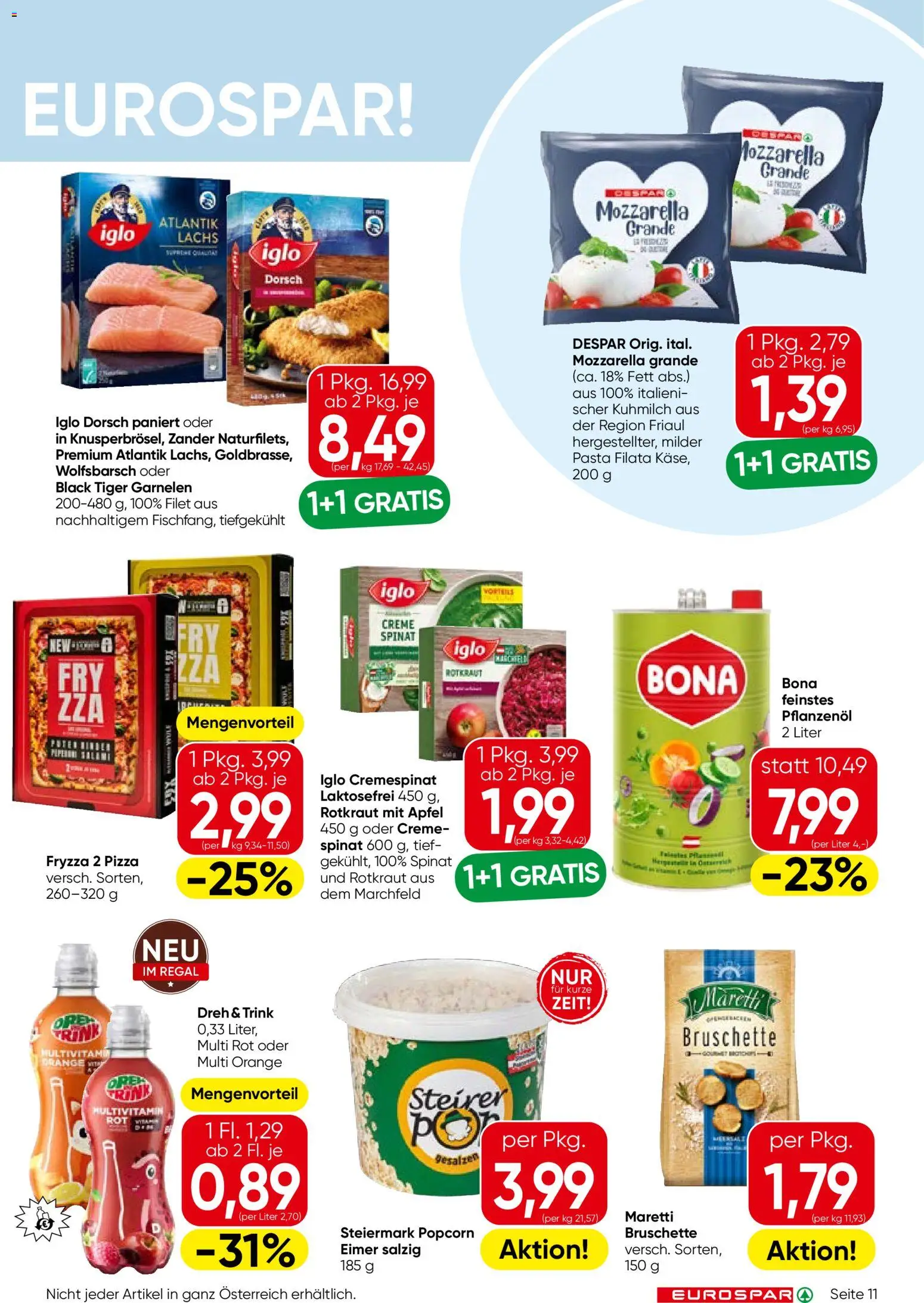 Eurospar Flugblatt gültig ab 10.09.2026 | Seite: 11 | Produkte: Regal, Pizza, Äpfel, Multivitamin