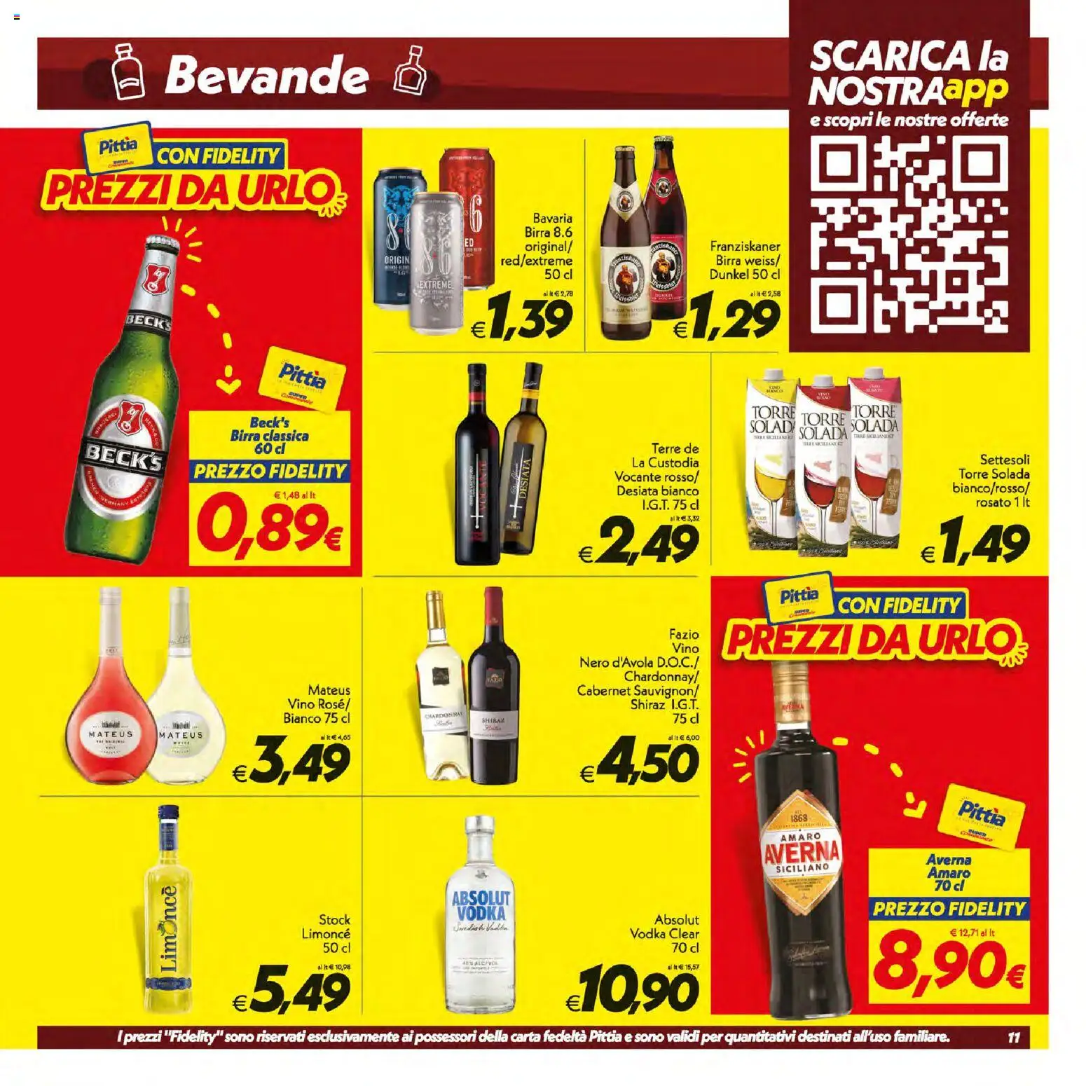 Volantino SuperConveniente del 09/07/2026 | Pagina: 11 | Prodotti: Birra, Vodka, Vino, Amaro