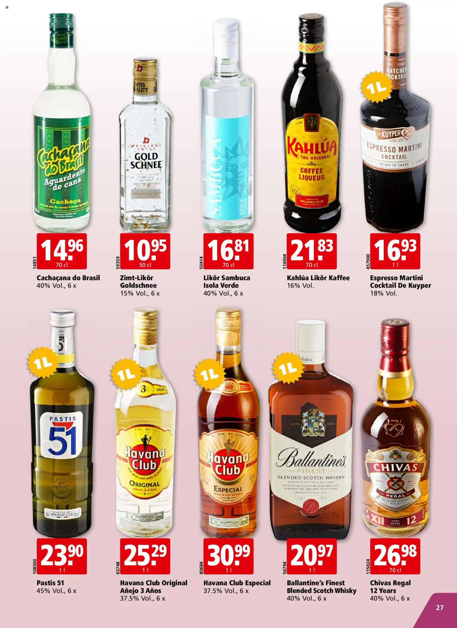 Aligro aktionen Chavannes, Matran, Genf, Sitten – gültig ab 27.07.2026 | Seite: 27 | Produkte: Regal, Likör, Kaffee