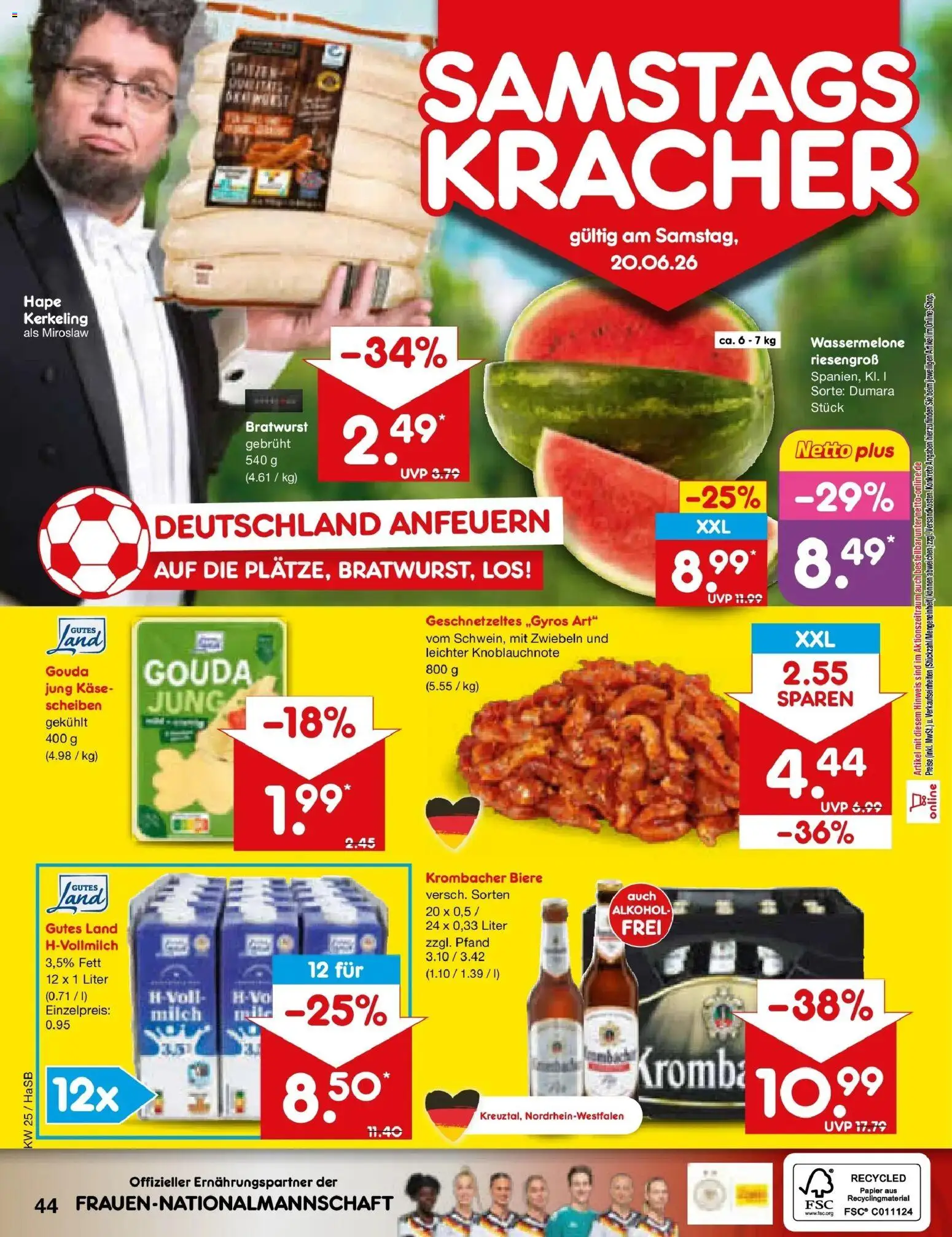 Netto Marken-Discount Prospekt Wuppertal – gültig ab 14.06.2026 | Seite: 56 | Produkte: Milch, Käse, Zwiebeln, Wassermelone