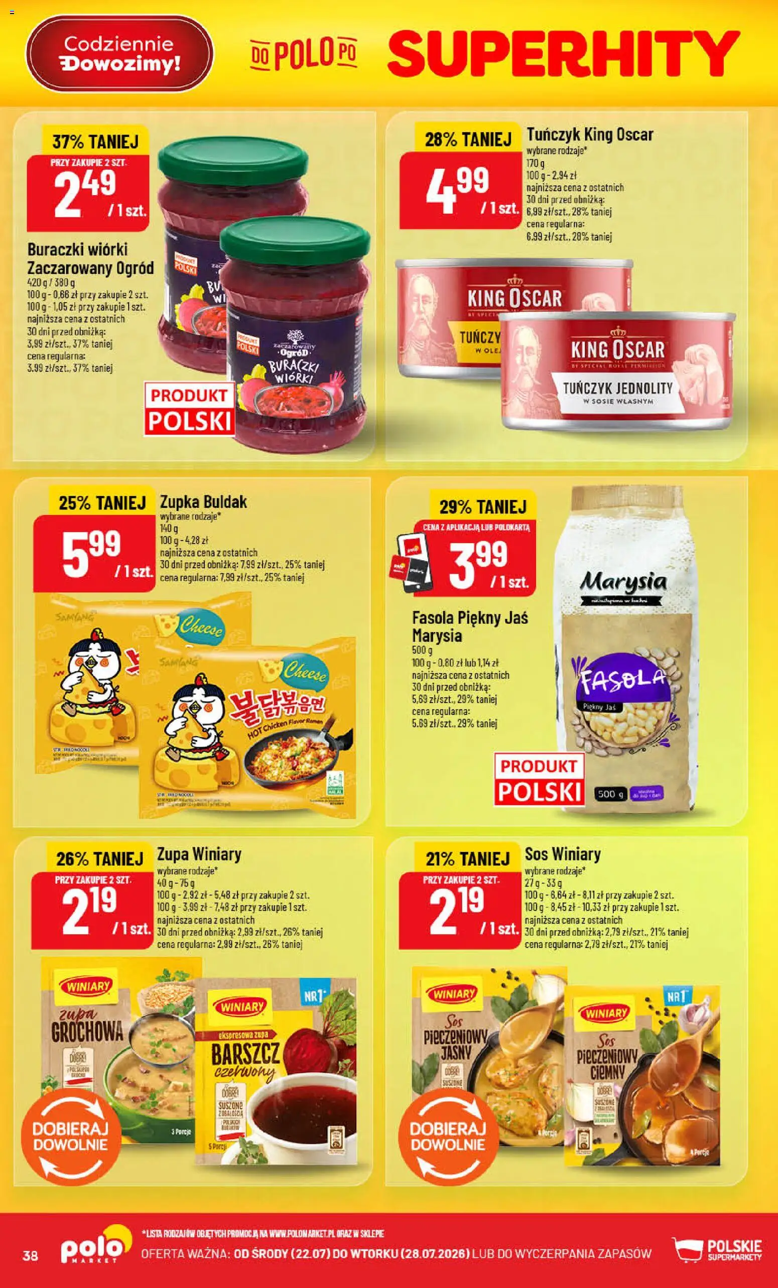 POLOmarket gazetka od 22.07.2026 | Strona: 38 | Produkty: Barszcz, Noodle, Fasola, Fasola piękny jaś