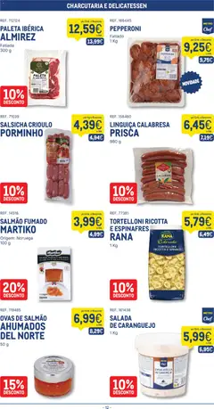 Pré-visualização Makro folheto válido de 25/08/2026 | Página: 12 | Produtos: Salmão fumado, Salmão, Salsicha, Linguiça