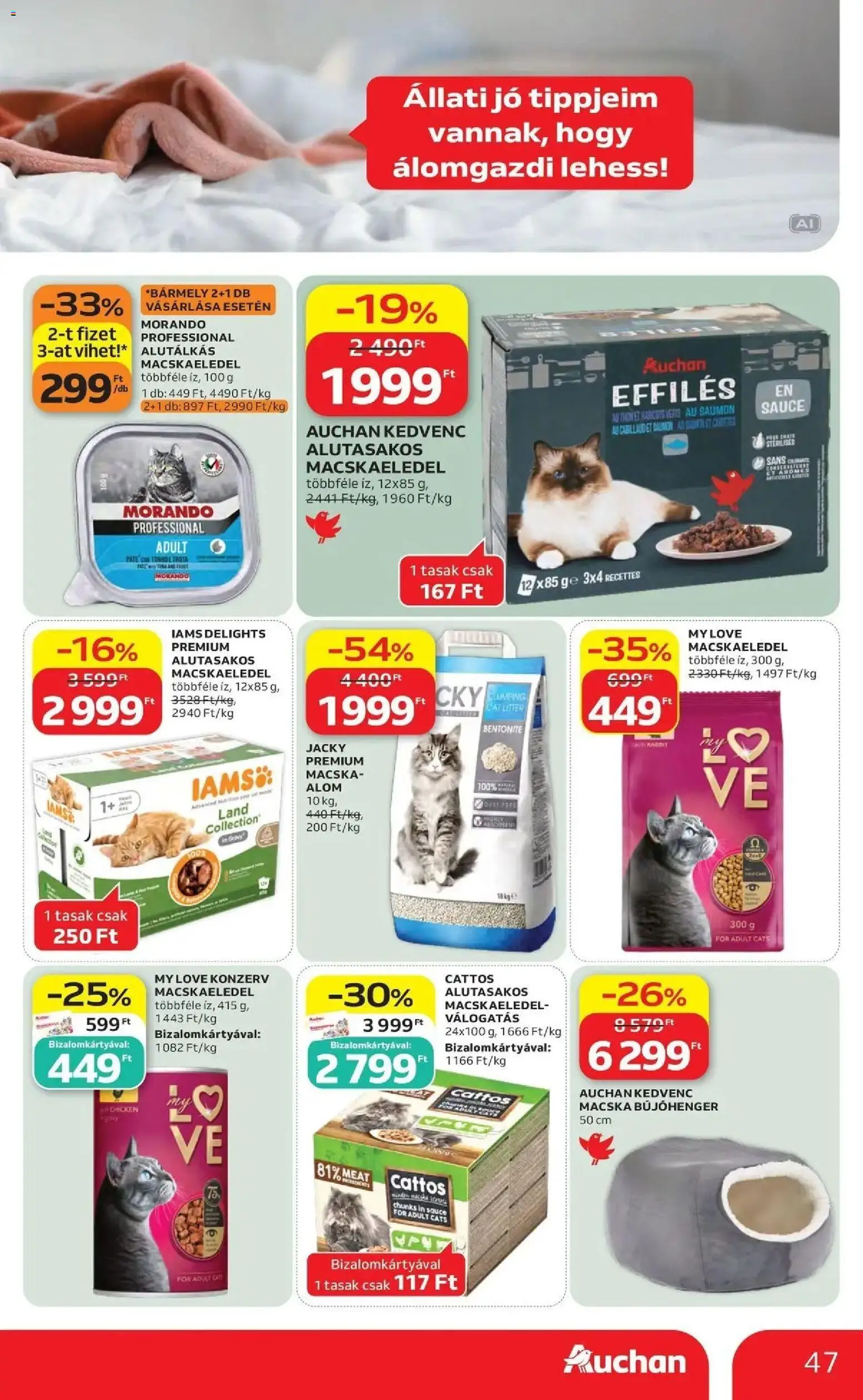 Auchan akciós újság Szolnok - 2026.10.08. -tól/töl > akció, lapozható szórólap 🛍️ | Oldal: 47 | Termékek: Macskaeledel