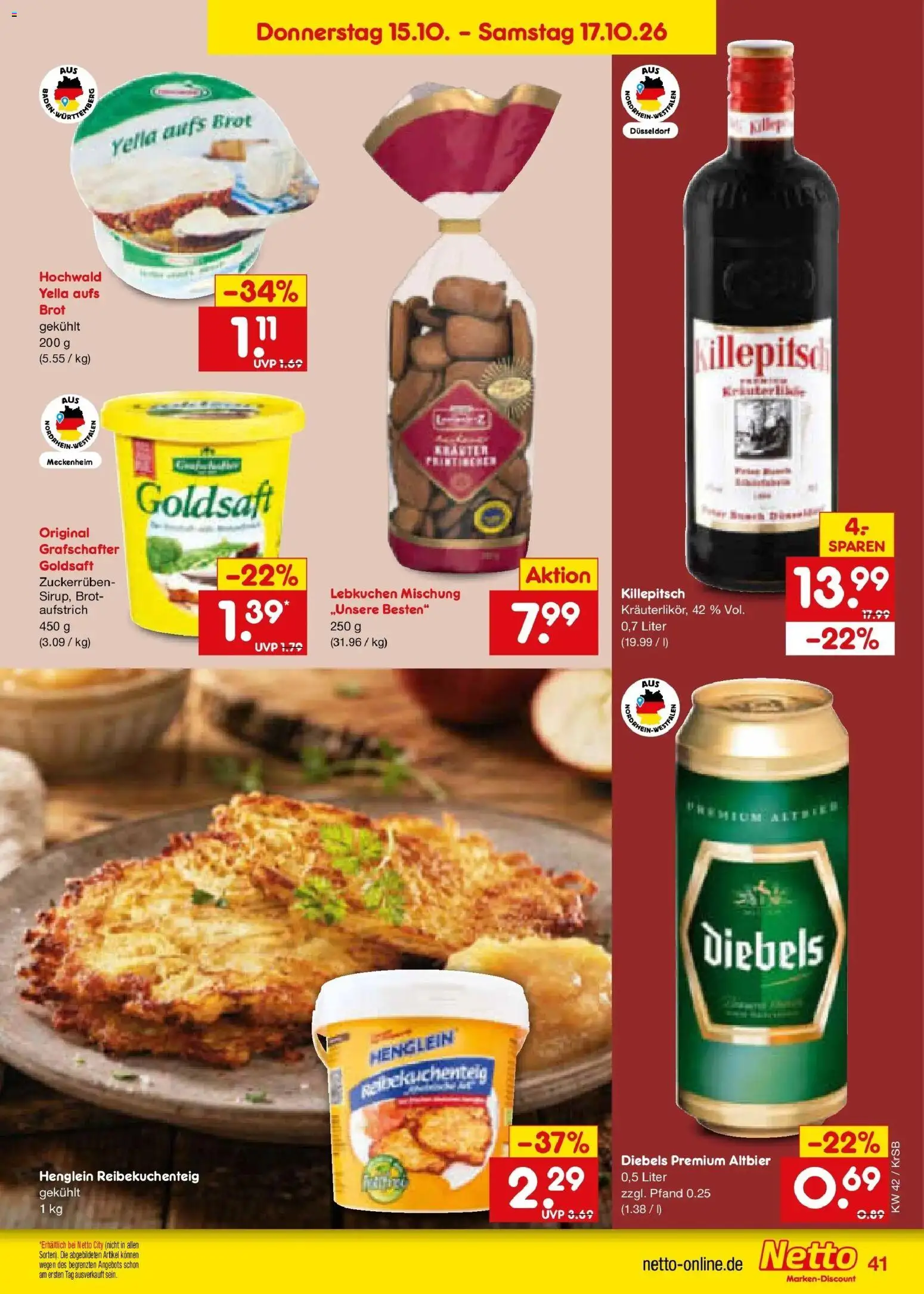 Netto Marken-Discount Prospekt Baesweiler (ab 12.10.2026) » Angebote | Seite: 57 | Produkte: Diebels, Brot
