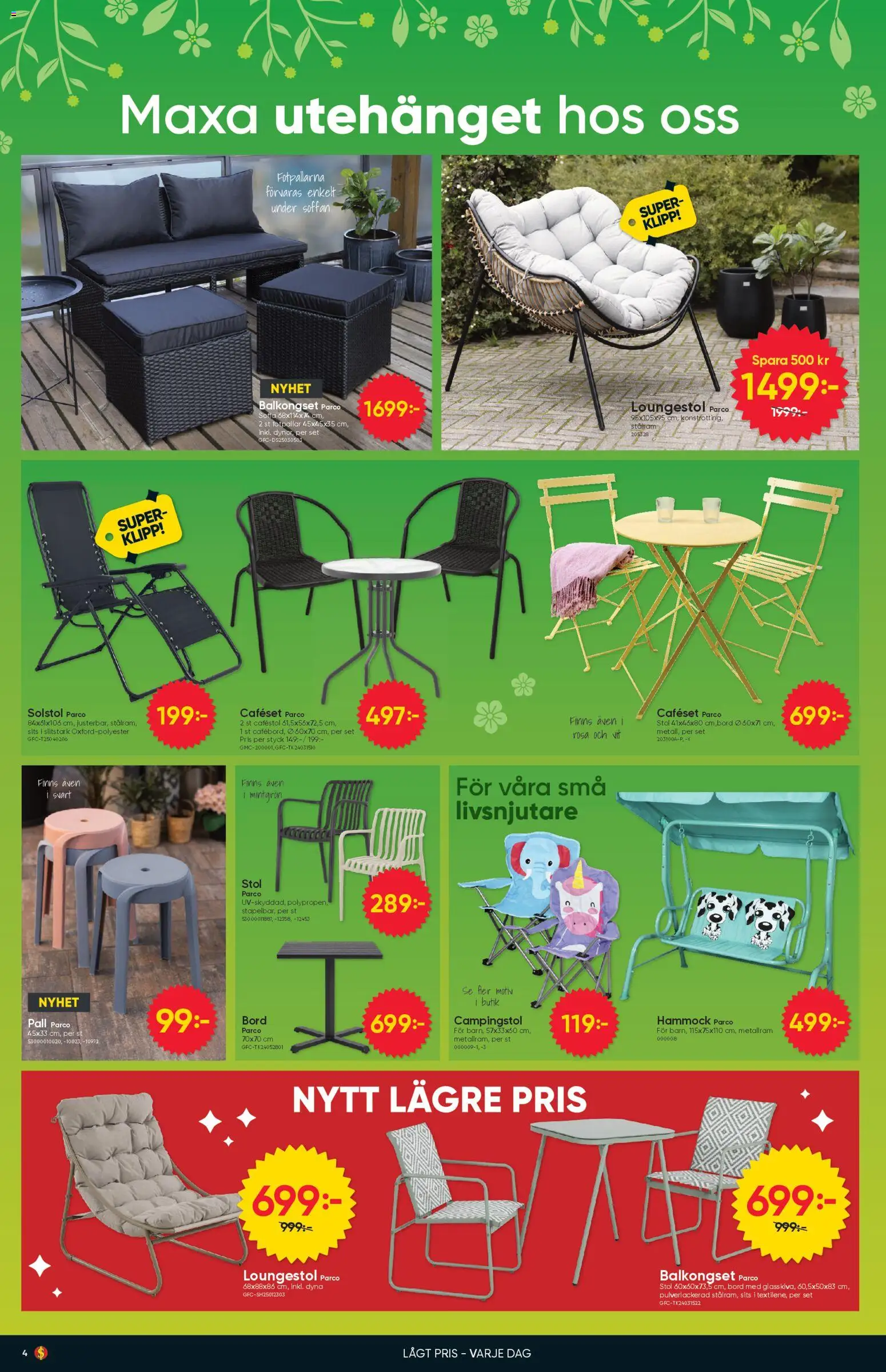 Dollar Store reklamblad aktuell från 27.04.2026 | Sida: 4 | Produkter: Stol, Campingstol, Set, Glass