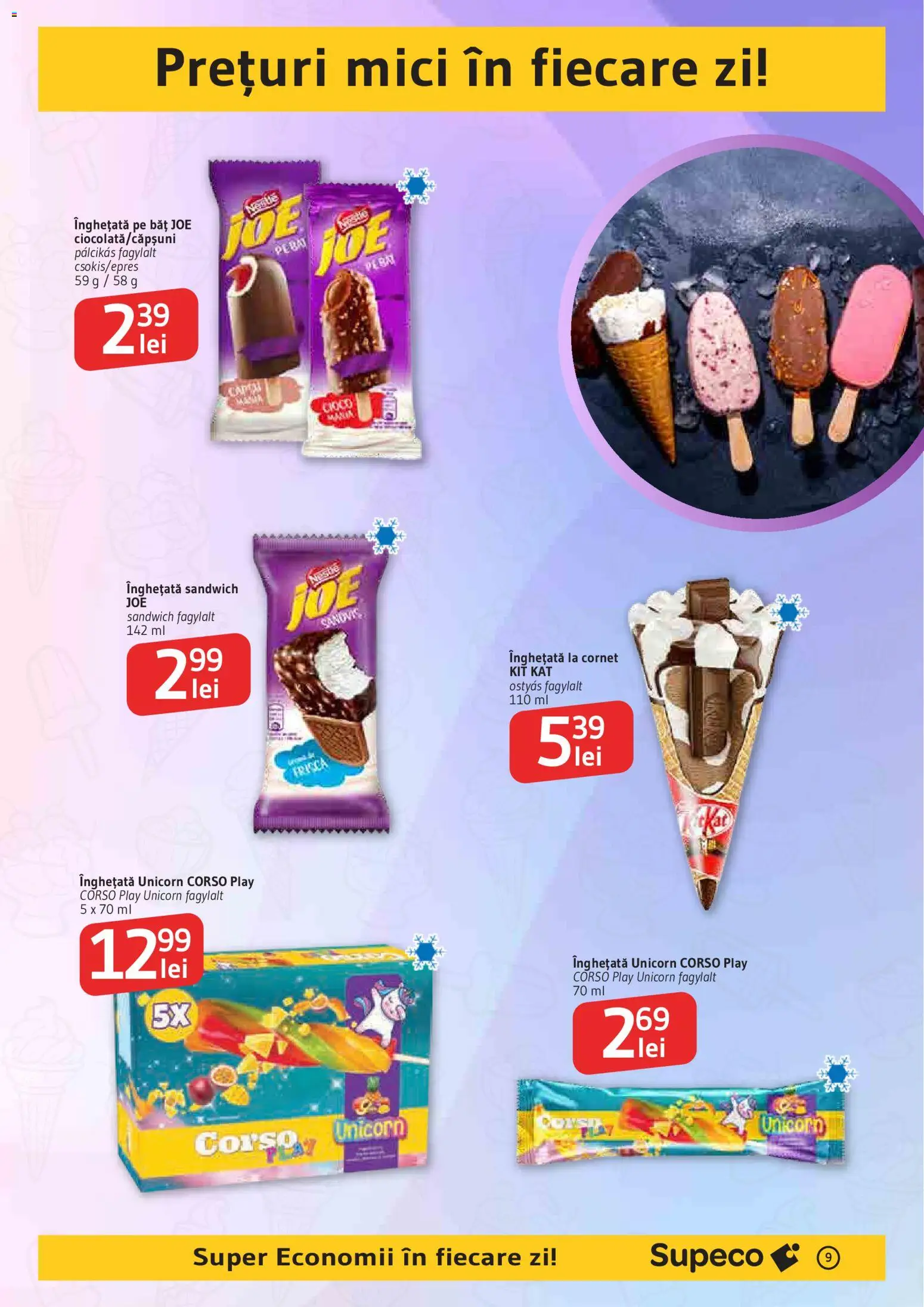 Noul catalog Supeco – valabil de la 27.08.2026 | Pagină: 9 | Produse: Mici, Frișcă, Înghețată, Unicorn