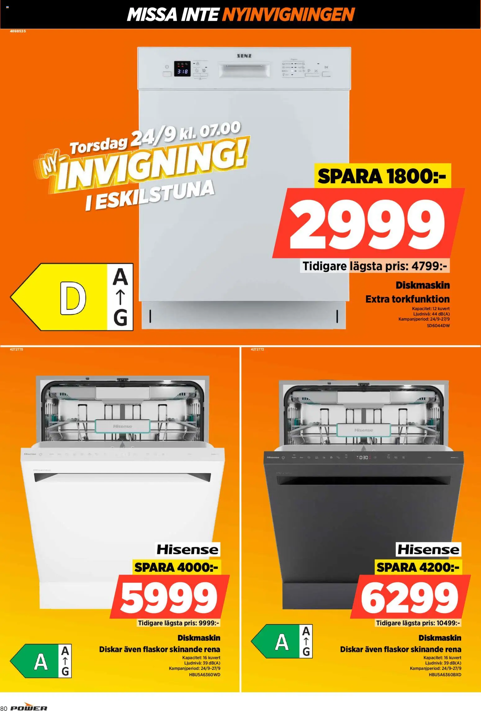 Power reklamblad aktuell från 24/09/2026 | Sida: 80 | Produkter: Diskmaskin, Kuvert