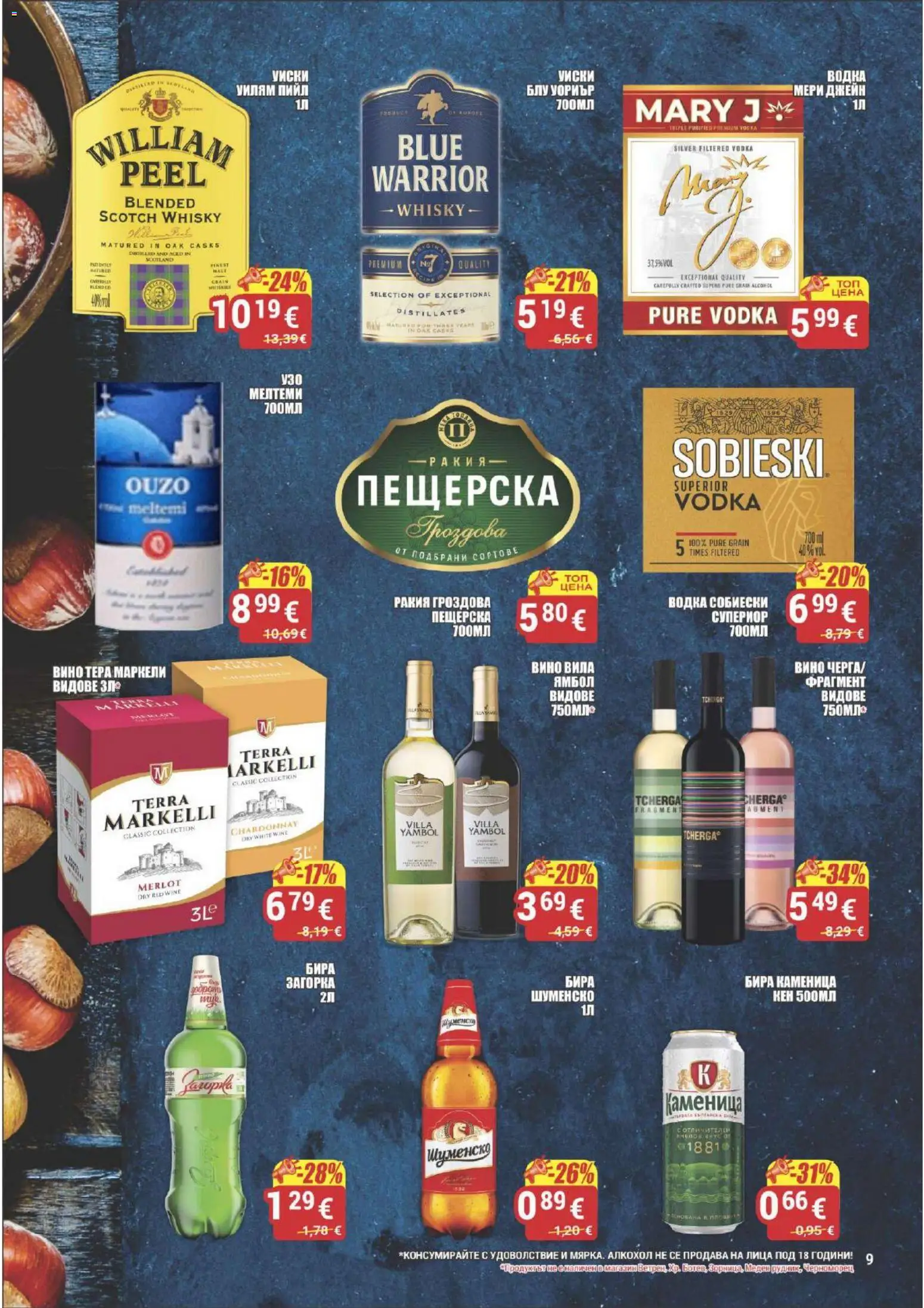 {H1} | Страница: 9 | Продукти: Бира, Кен, Ракия, Алкохол