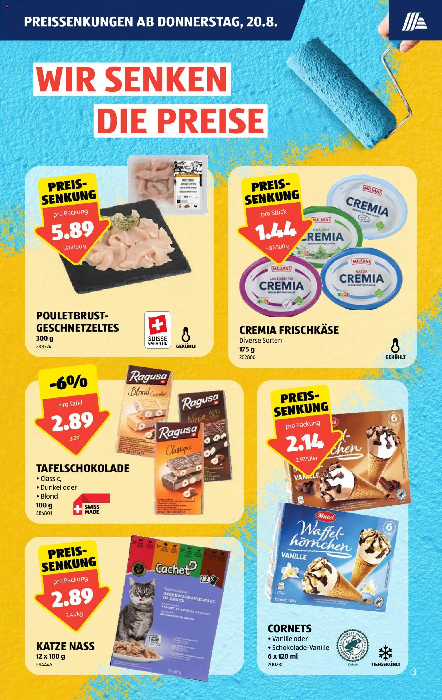 Aldi aktionen – gültig ab 20.08.2026 | Seite: 3 | Produkte: Frischkäse, Vanille, Pouletbrust
