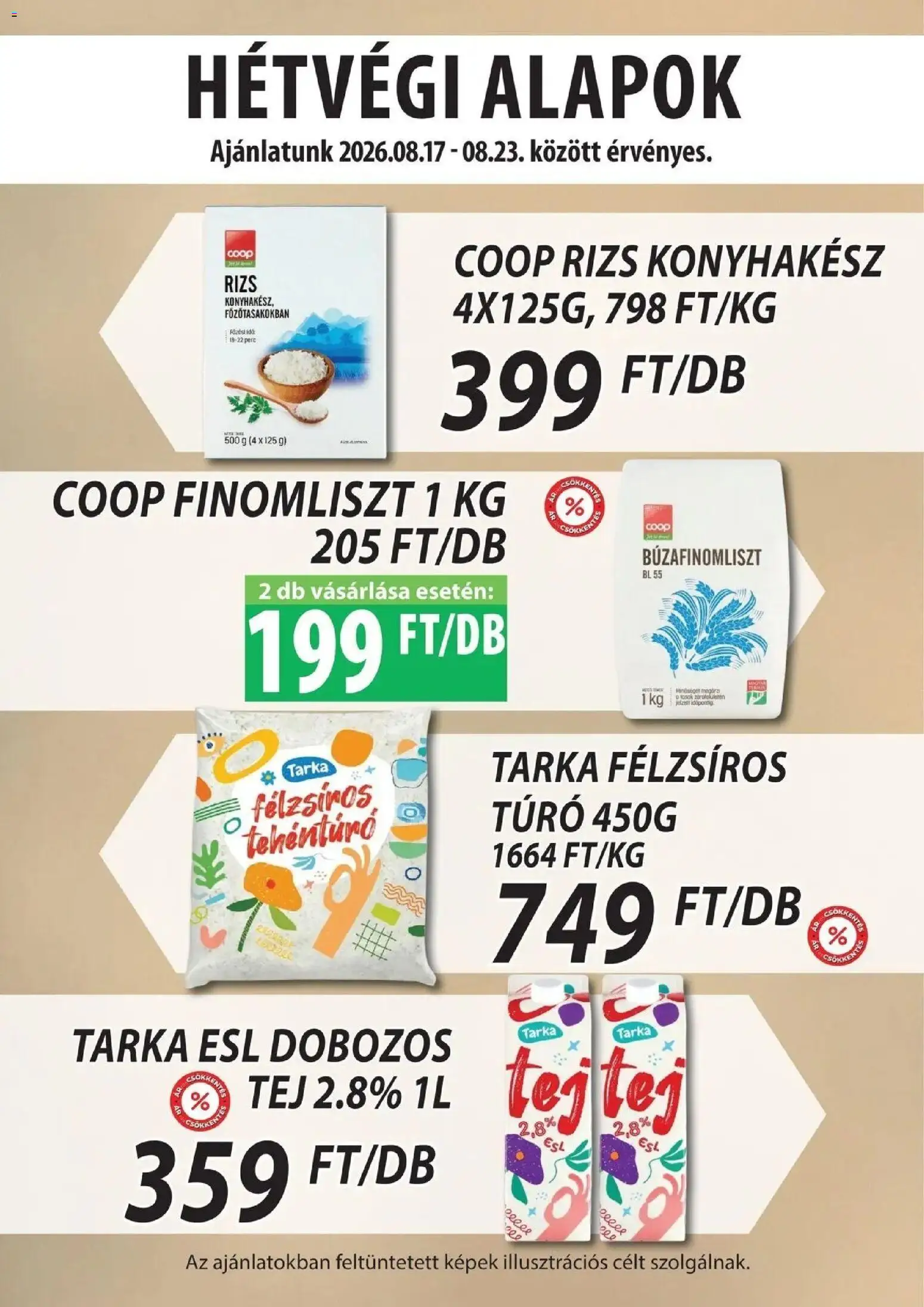 COOP Szolnok akciós újság Békésszentandrás - 2026.08.17. -tól/töl > akció, lapozható szórólap 🛍️ | Oldal: 3 | Termékek: Rizs, Búzafinomliszt, Finomliszt, Túró