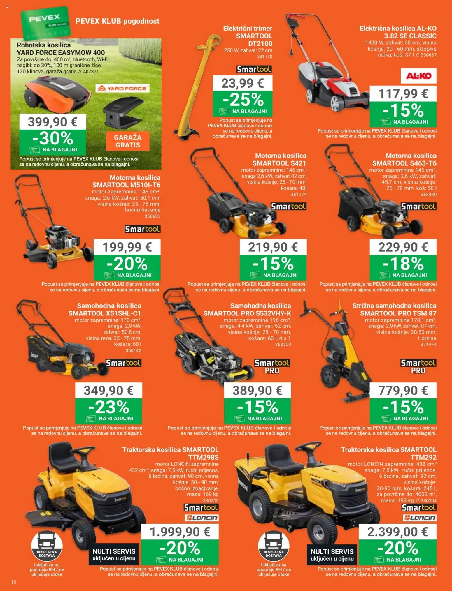 Pevex katalog | vrijedi od 28.05.2026 | Stranica: 10 | Proizvodi: Kosilica, Košara, Trimer, Traktorska kosilica