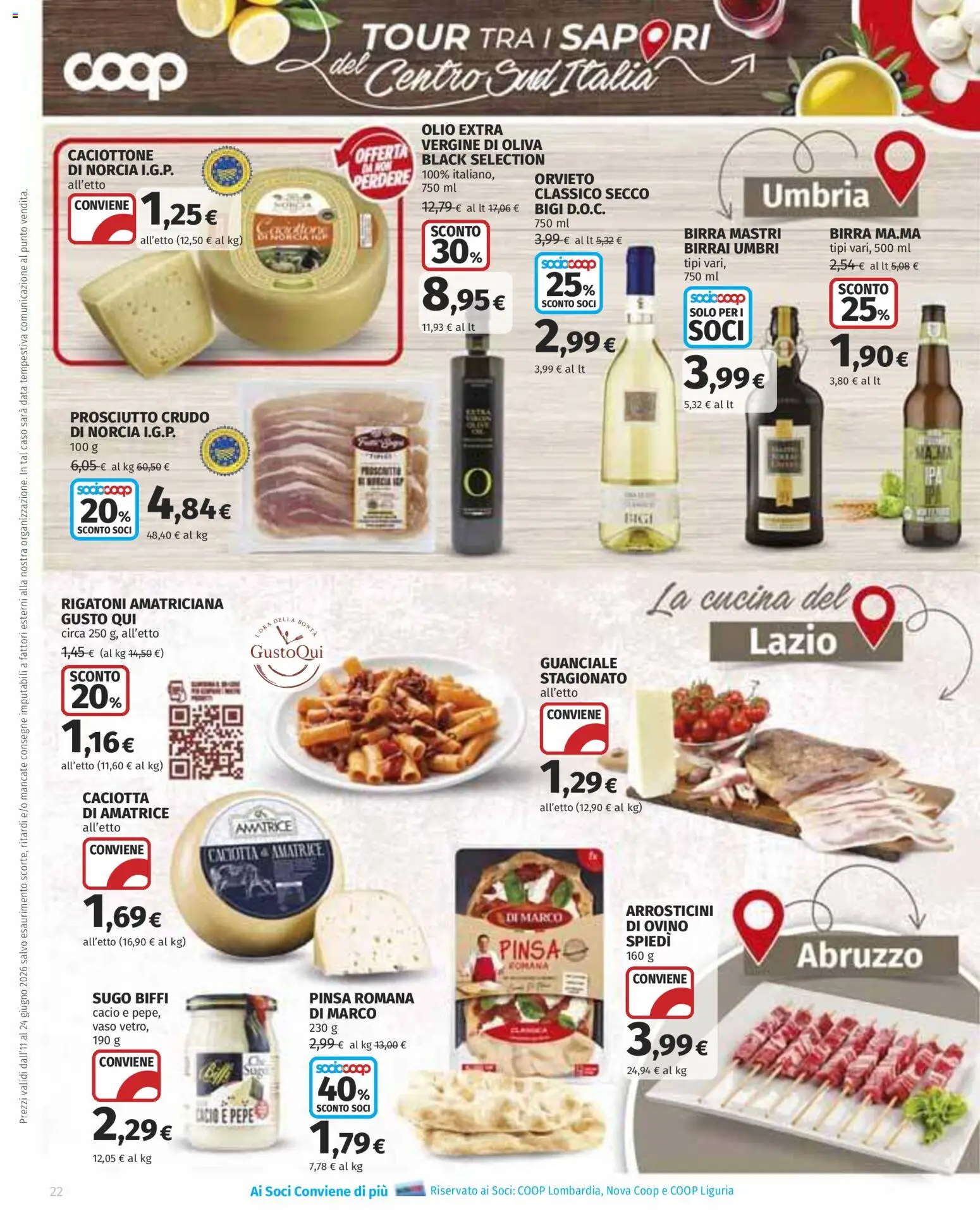 Volantino COOP del 11.06.2026 | Pagina: 22 | Prodotti: Olio, Sugo, Arrosticini, Ovino