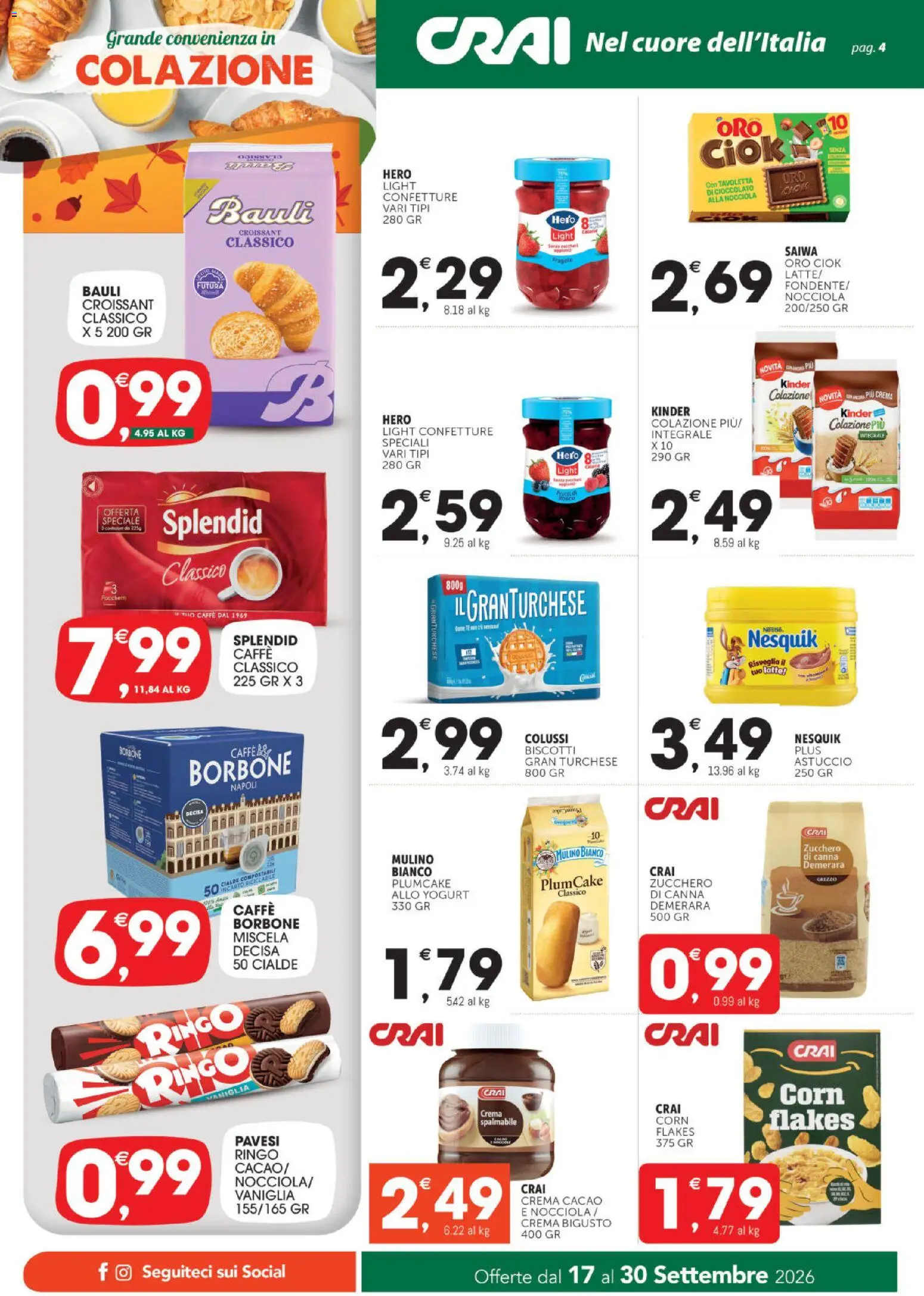 Volantino CRAI del 17/09/2026 | Pagina: 4 | Prodotti: Cioccolato, Plumcake, Cacao, Cialde