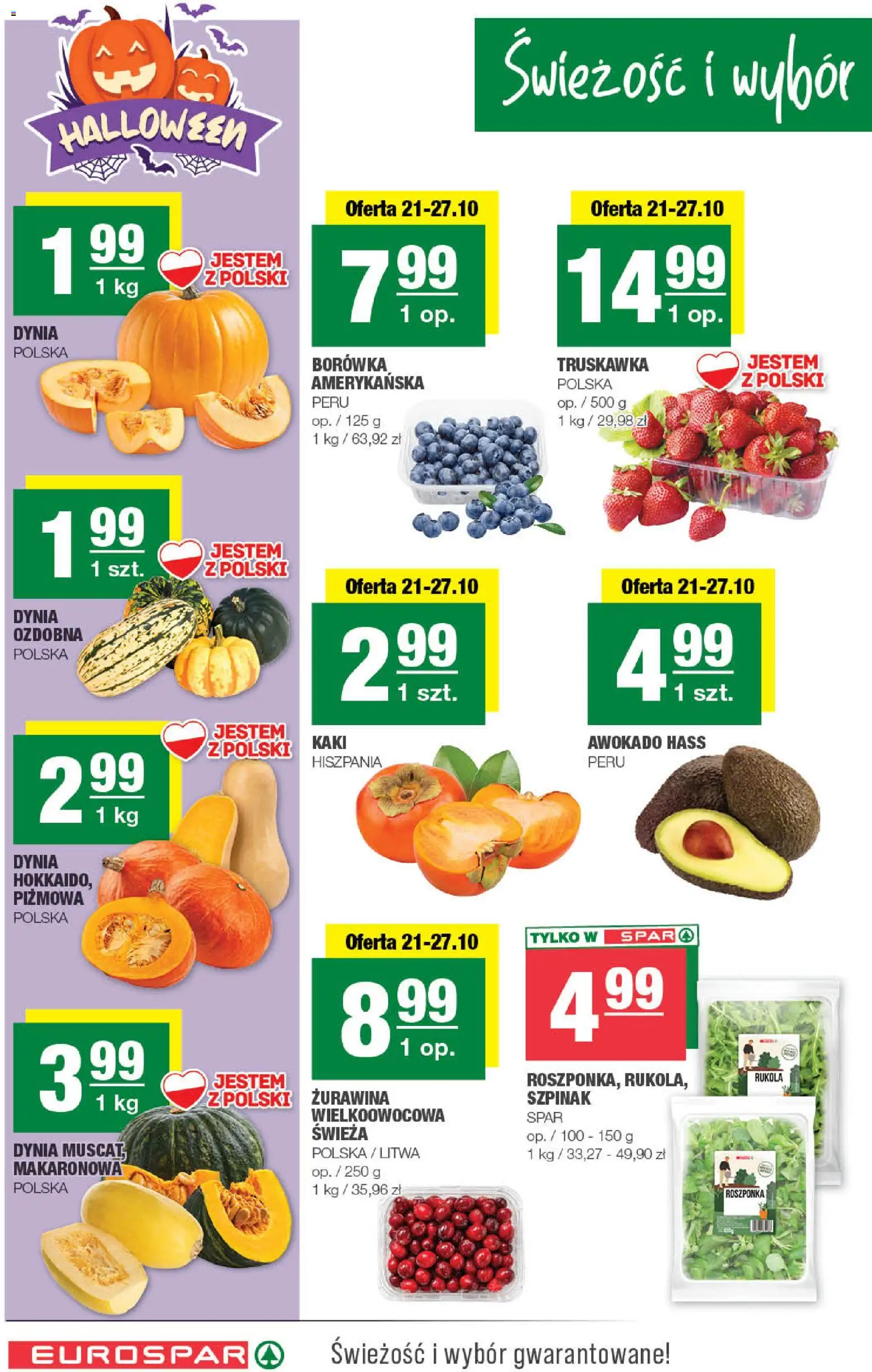 Spar gazetka - Eurospar od 21.10.2026 | Strona: 2 | Produkty: Awokado Hass, Rukola, Roszponka, Żurawina