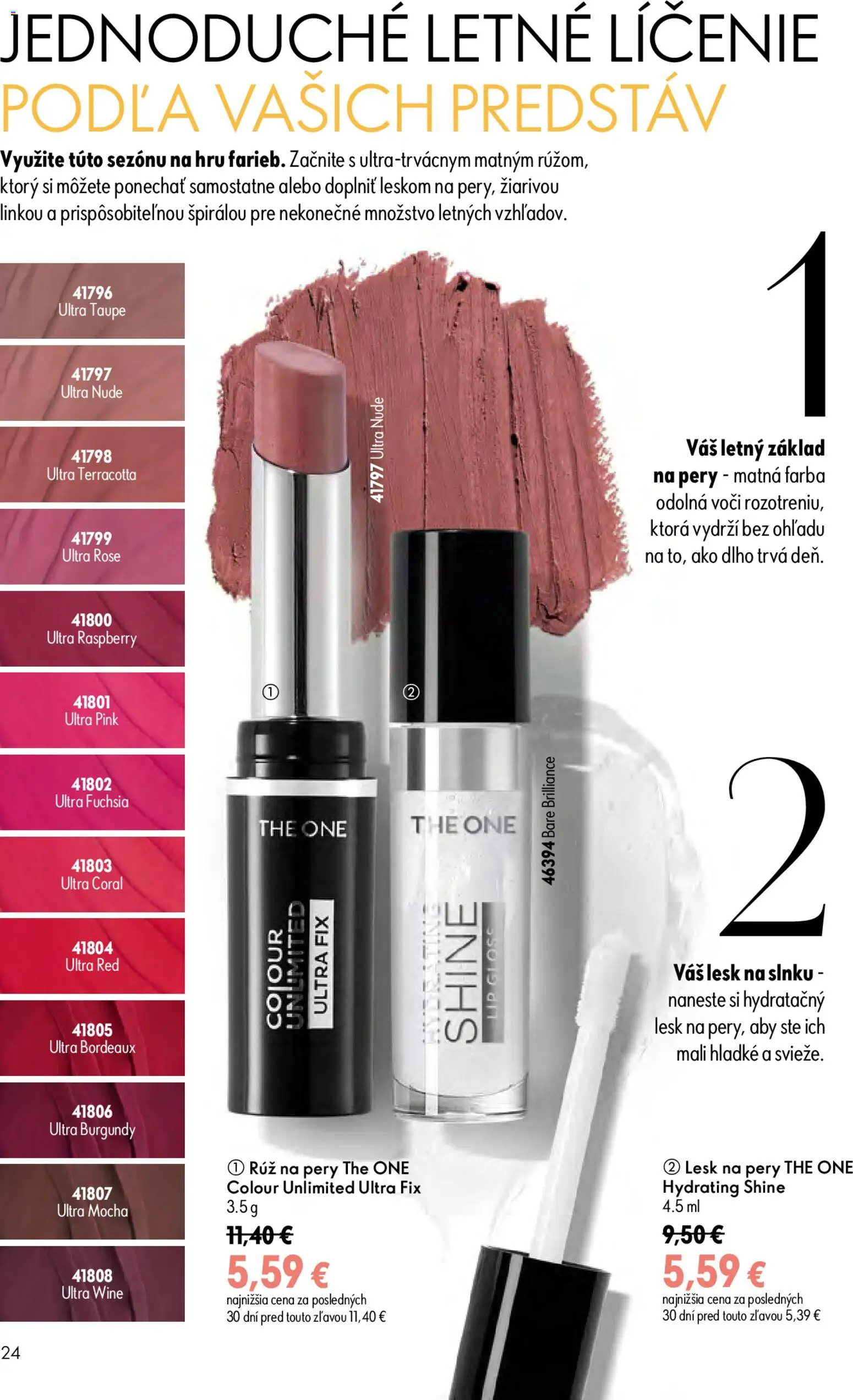 Nové Oriflame akcie – leták je platný od 17.06.2026 | Strana: 24 | Produkty: Rúž na pery, Lesk na pery