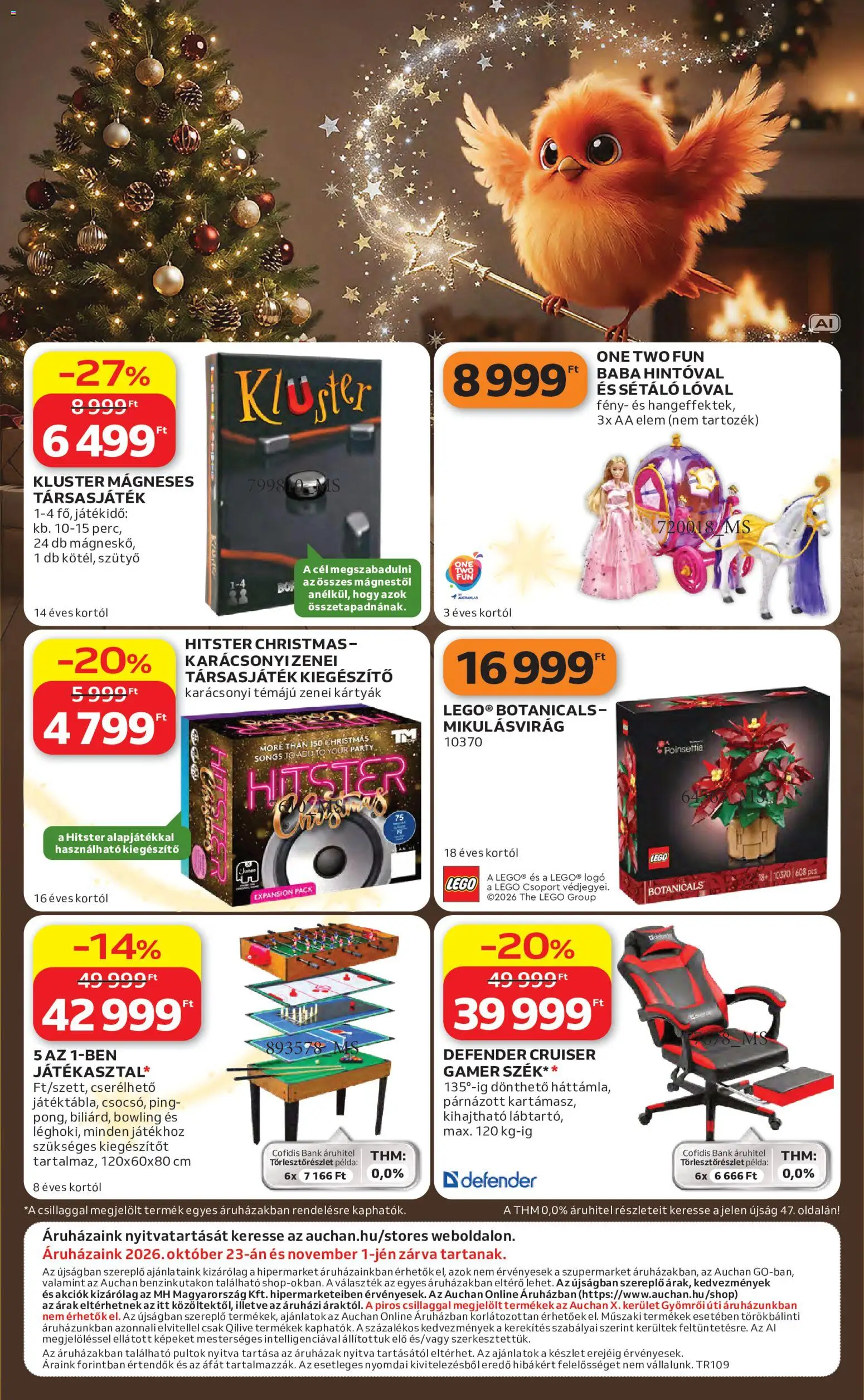 Auchan akciós ujság - amely érvényes a következő dátumtól: 2026.10.22. | Oldal: 52 | Termékek: Gamer szék, Játék, Elem, Társasjáték