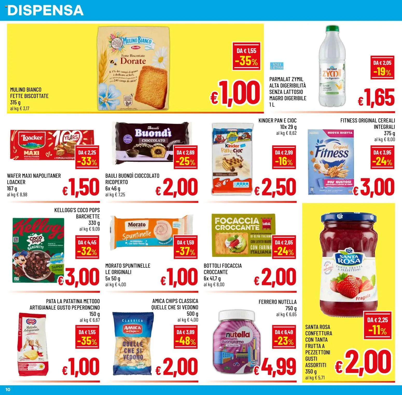 Volantino A&O del 24/06/2026 | Pagina: 10 | Prodotti: Cioccolato, Focaccia, Frutta, Nutella