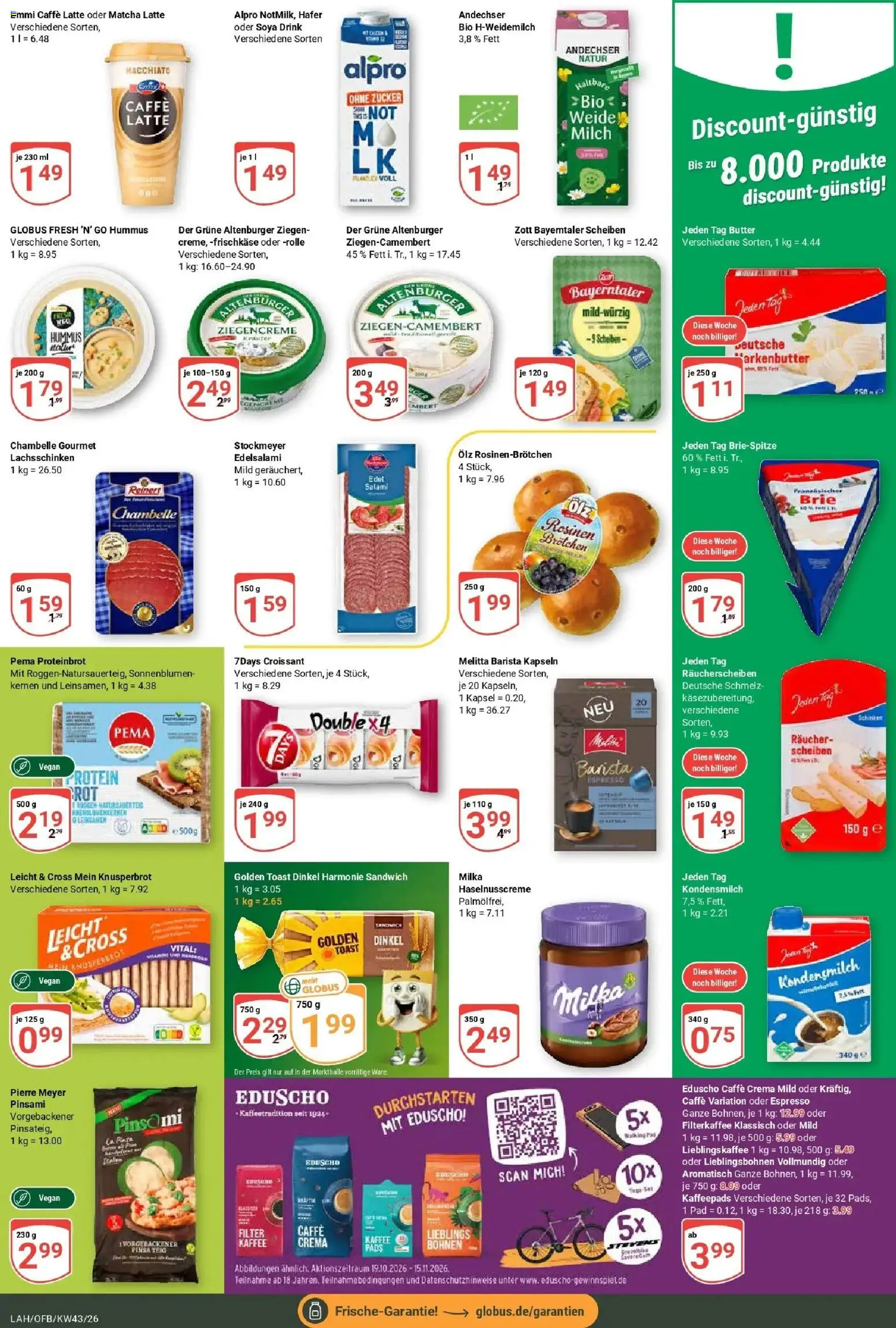 Globus Prospekt Lahnstein (ab 19.10.2026) » Angebote online | Seite: 12 | Produkte: Kaffeepads, Toast, Alpro, Frischkase
