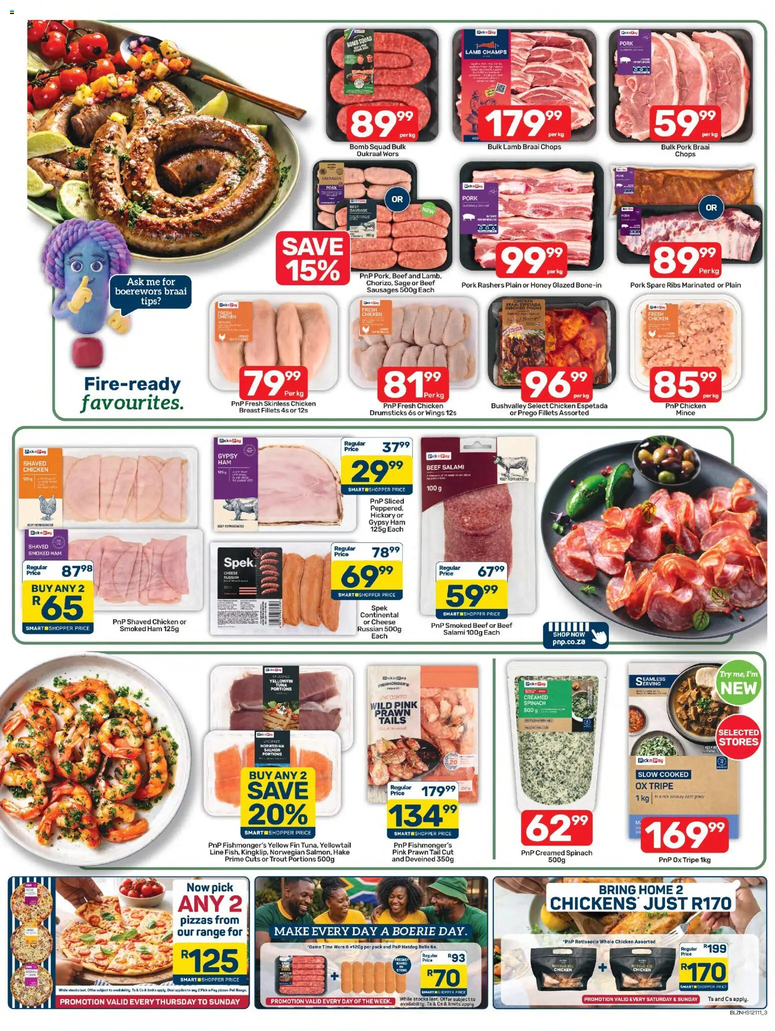 New Pick n Pay catalogue – valid from 07/09/2026 | Page: 3 | Products: Chicken drumsticks, Salami, Thighs, Sausage