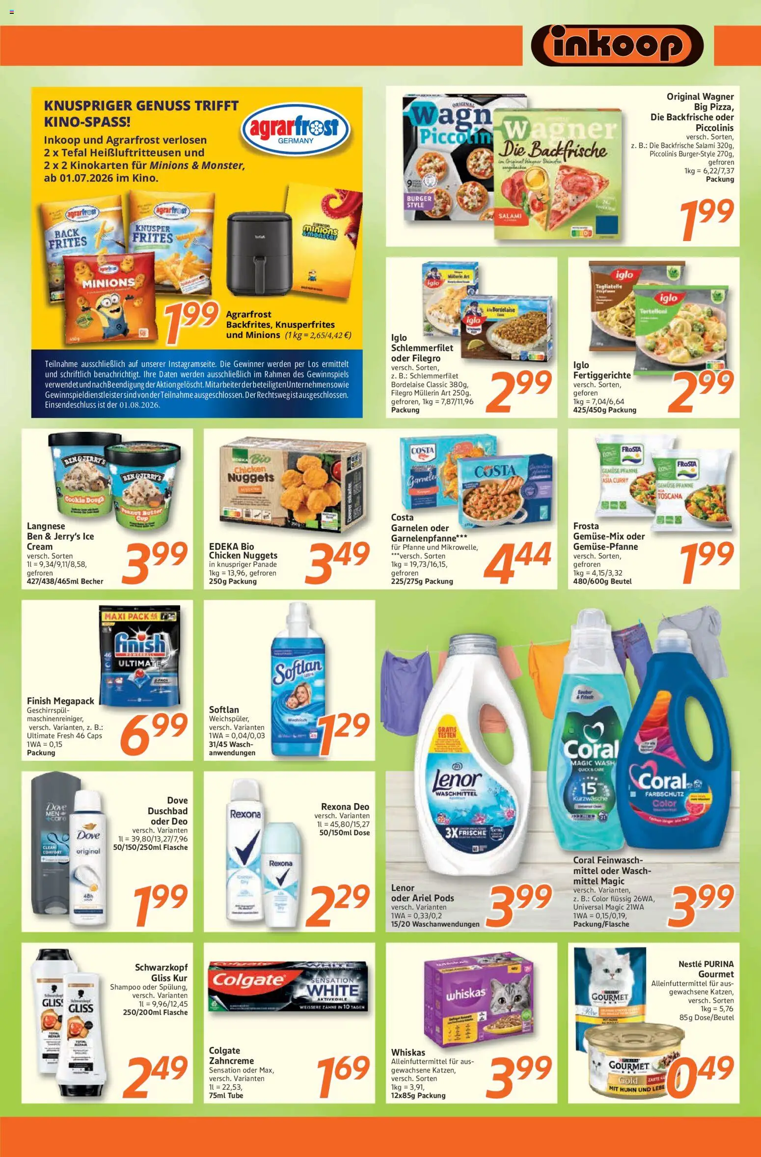 Inkoop Prospekt – gültig ab 20.07.2026 | Seite: 6 | Produkte: Ariel pods, Burger, Frosta, Fertiggerichte