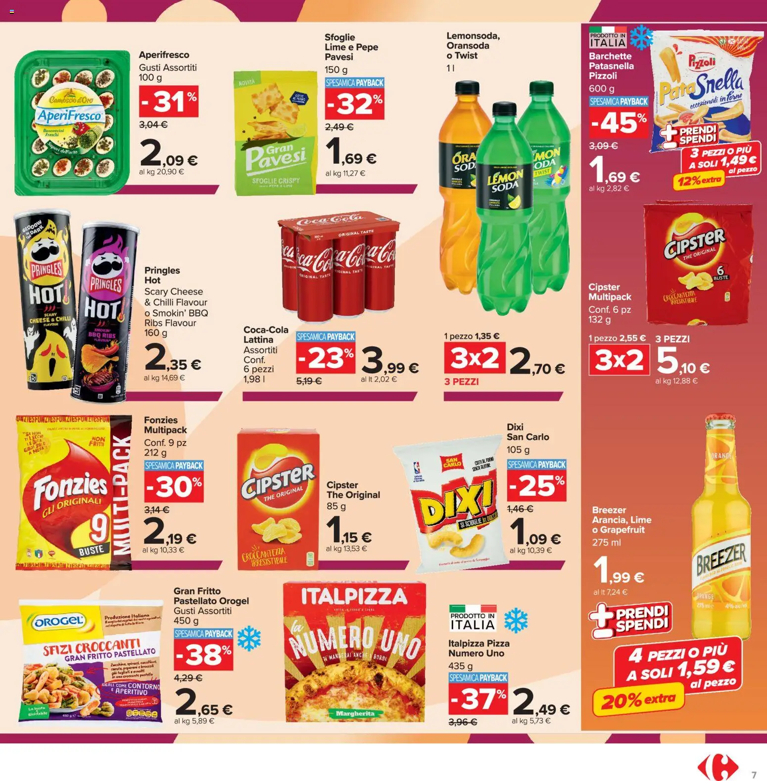 Volantino Carrefour del 16.06.2026 | Pagina: 7 | Prodotti: Pizza, Pepe, Lime, Coca Cola