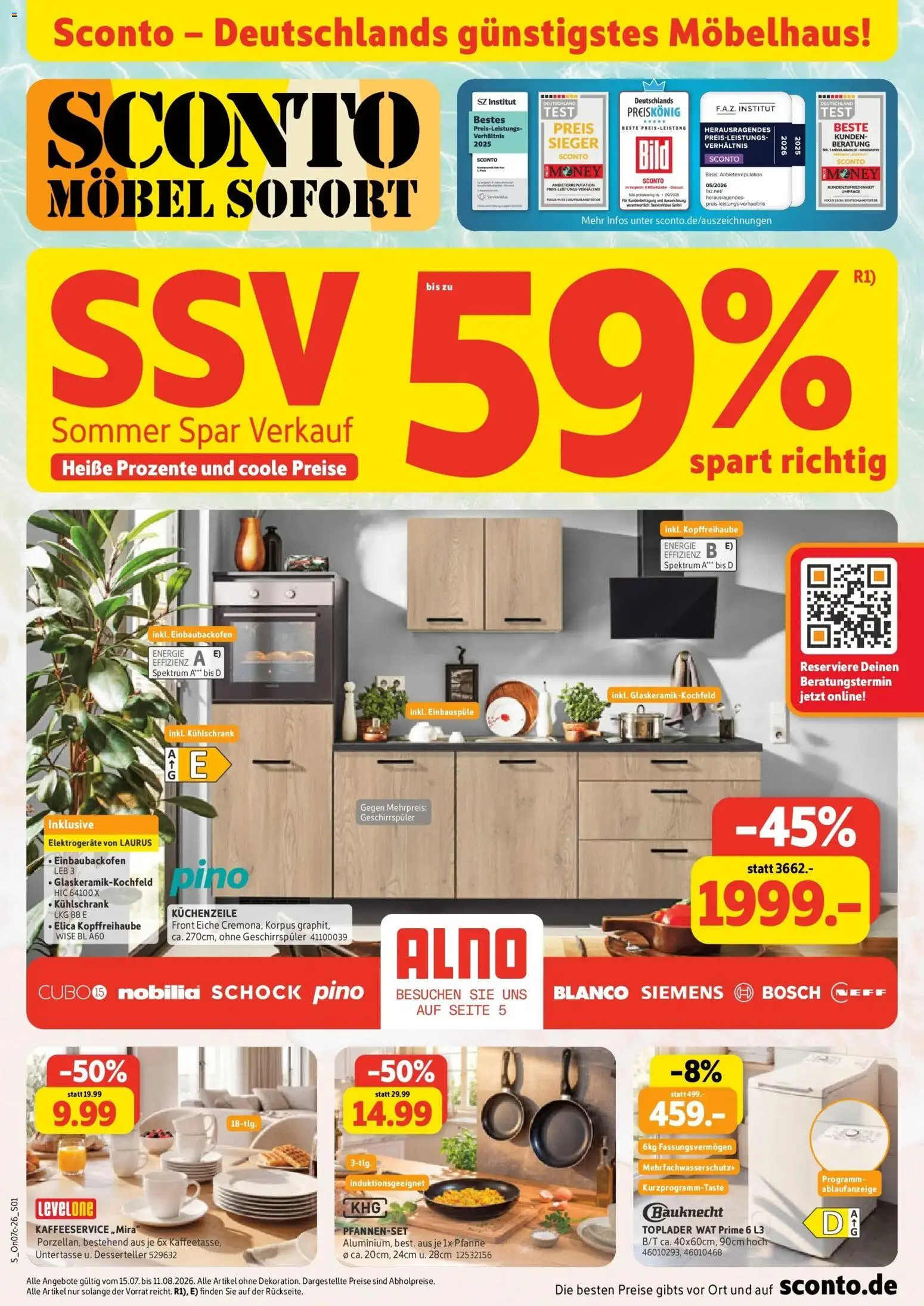 Sconto Küchenspezial Erfurt – gültig ab 15.07.2026 | Seite: 1 | Produkte: Bosch, Siemens, Geschirrspüler, Toplader