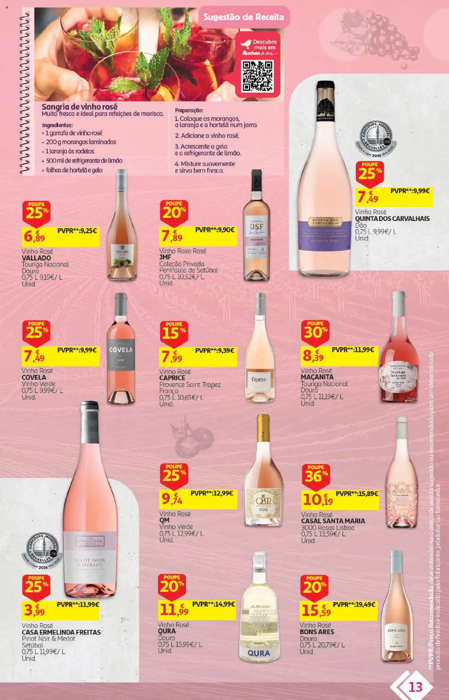 Auchan folheto - Vinhos │ válido de 22/09/2026 | Página: 13 | Produtos: Hortelã, Gelo, Vinho, Morangos