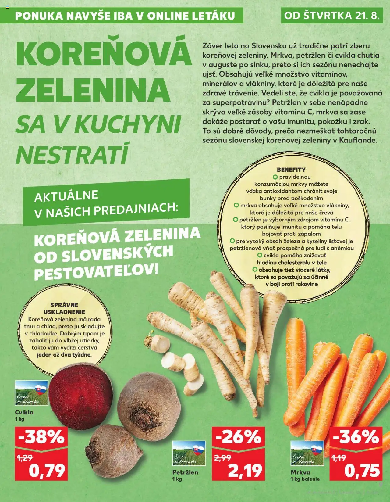 Nové Kaufland akcie – leták je platný od 21.08.2025 | Strana: 9 | Produkty: Cvikla, Mrkva, Petržlen