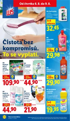 Náhled letáku W5 Platinum All in 1 tablety do myčky, 40 ks, 1 ks = 2,75 Kč od 06.08.2026 | Strana: 30 | Produkty: Tablety do myčky, Pračky, Univerzální čistič, W5