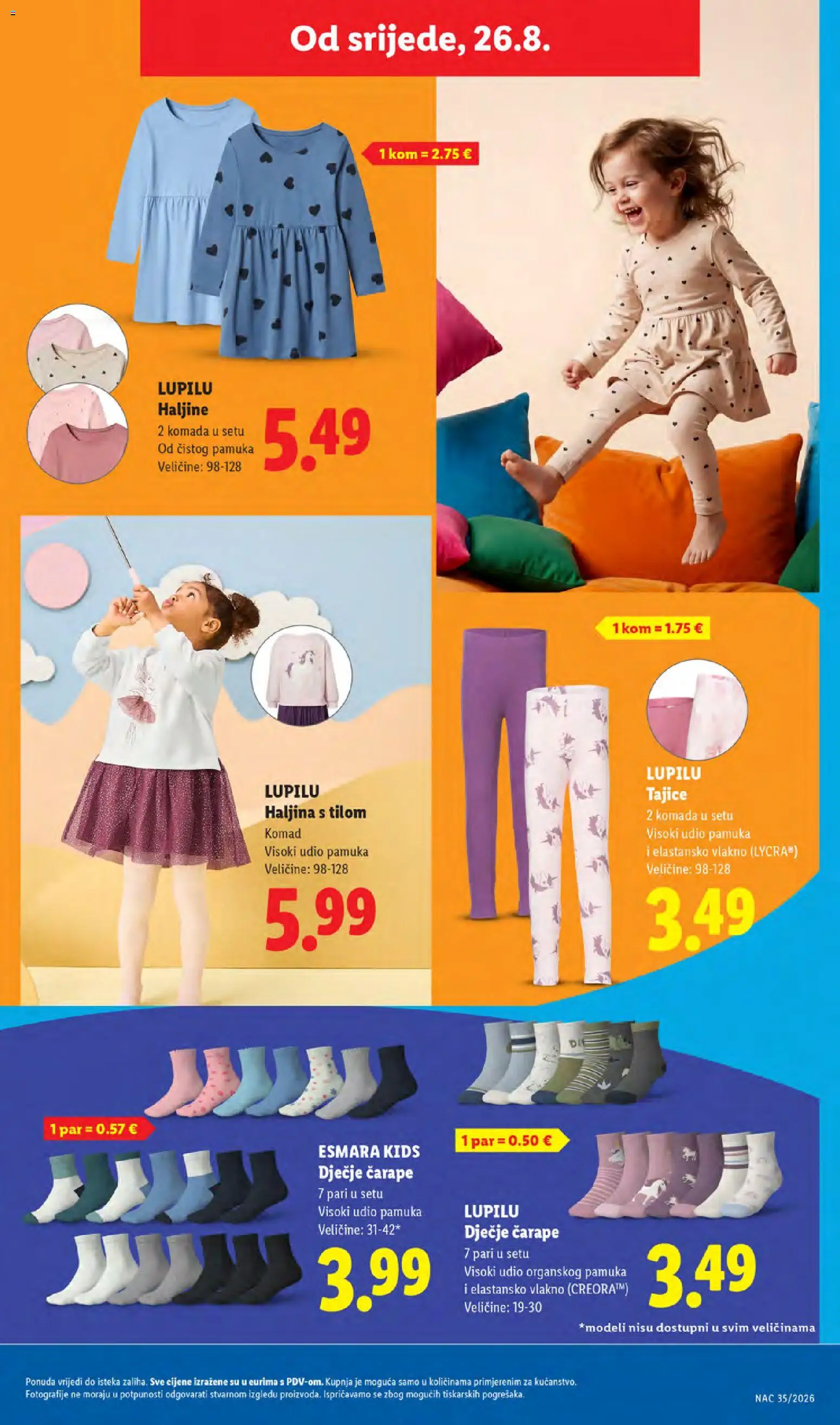 Lidl katalog | vrijedi od 24.08.2026 | Stranica: 33 | Proizvodi: Čarape, Tajice, Haljina