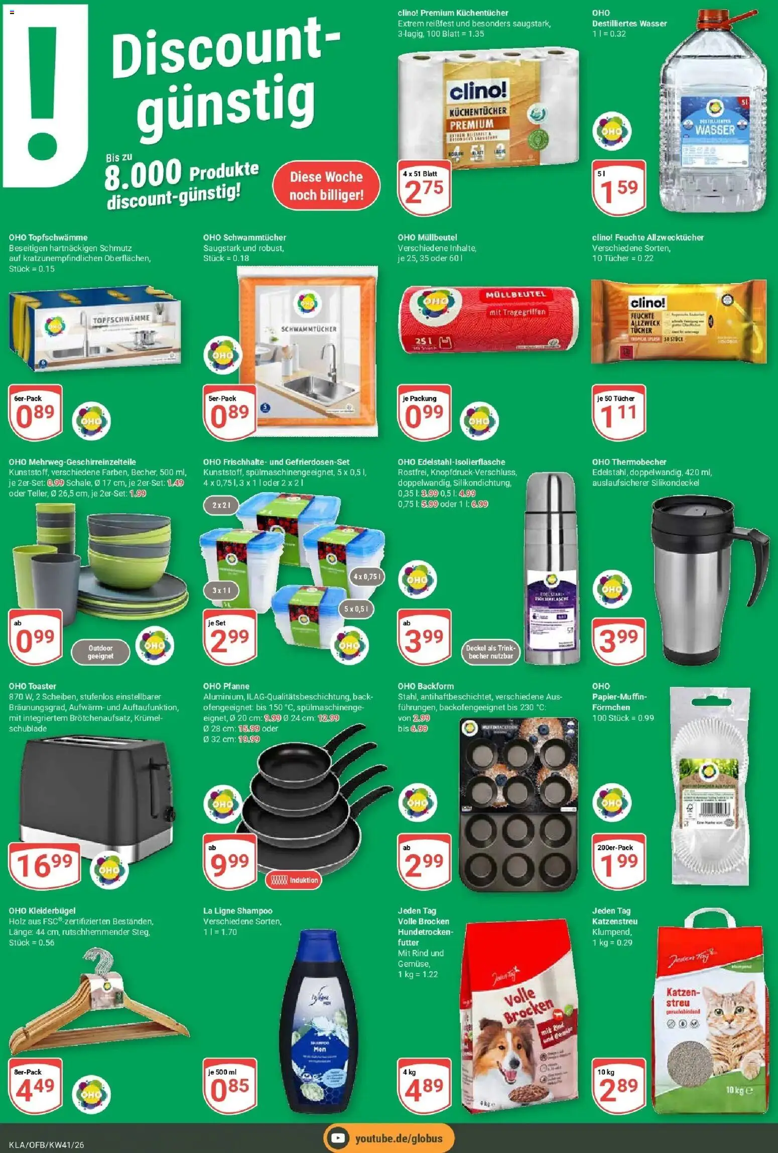 Globus Prospekt Kaiserslautern (ab 05.10.2026) » Angebote online | Seite: 12 | Produkte: Toaster, Kleiderbügel, Shampoo, Wasser