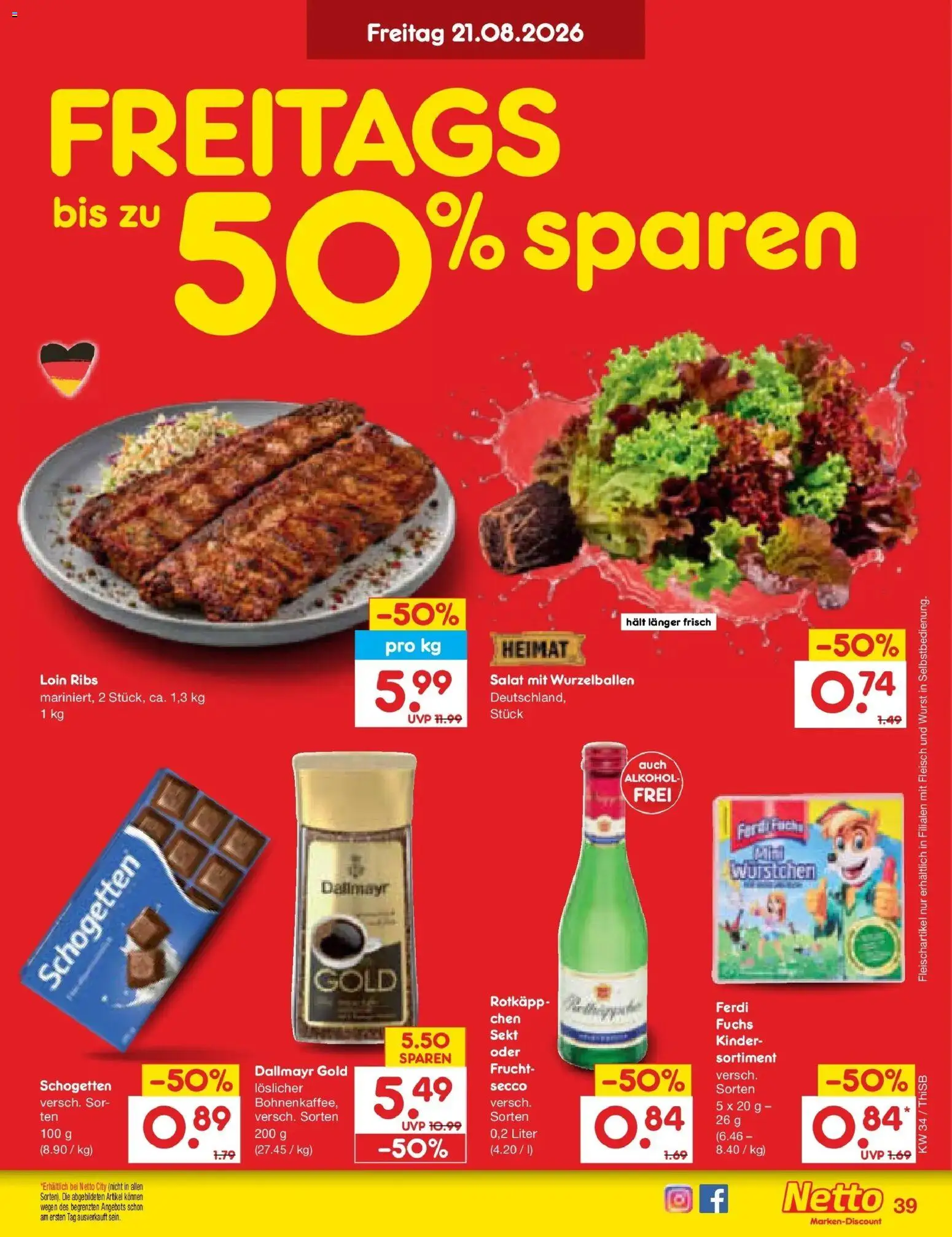 Netto Marken-Discount Prospekt Pirna – gültig ab 17.08.2026 | Seite: 61 | Produkte: Sekt, Alkohol, Schogetten, Fleisch