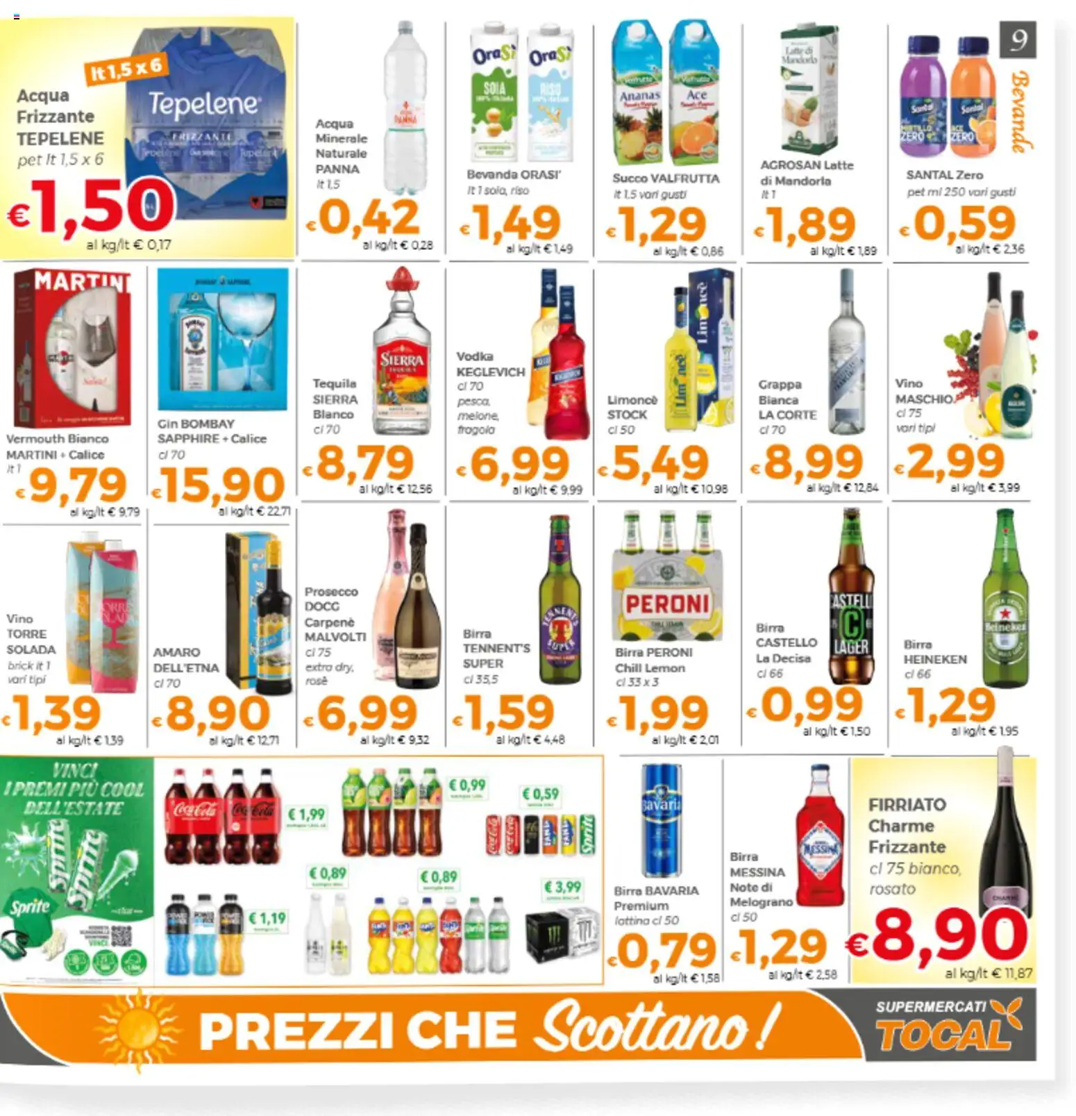 Volantino Tocal del 11/08/2026 | Pagina: 9 | Prodotti: Calice, Succo, Acqua, Pesca