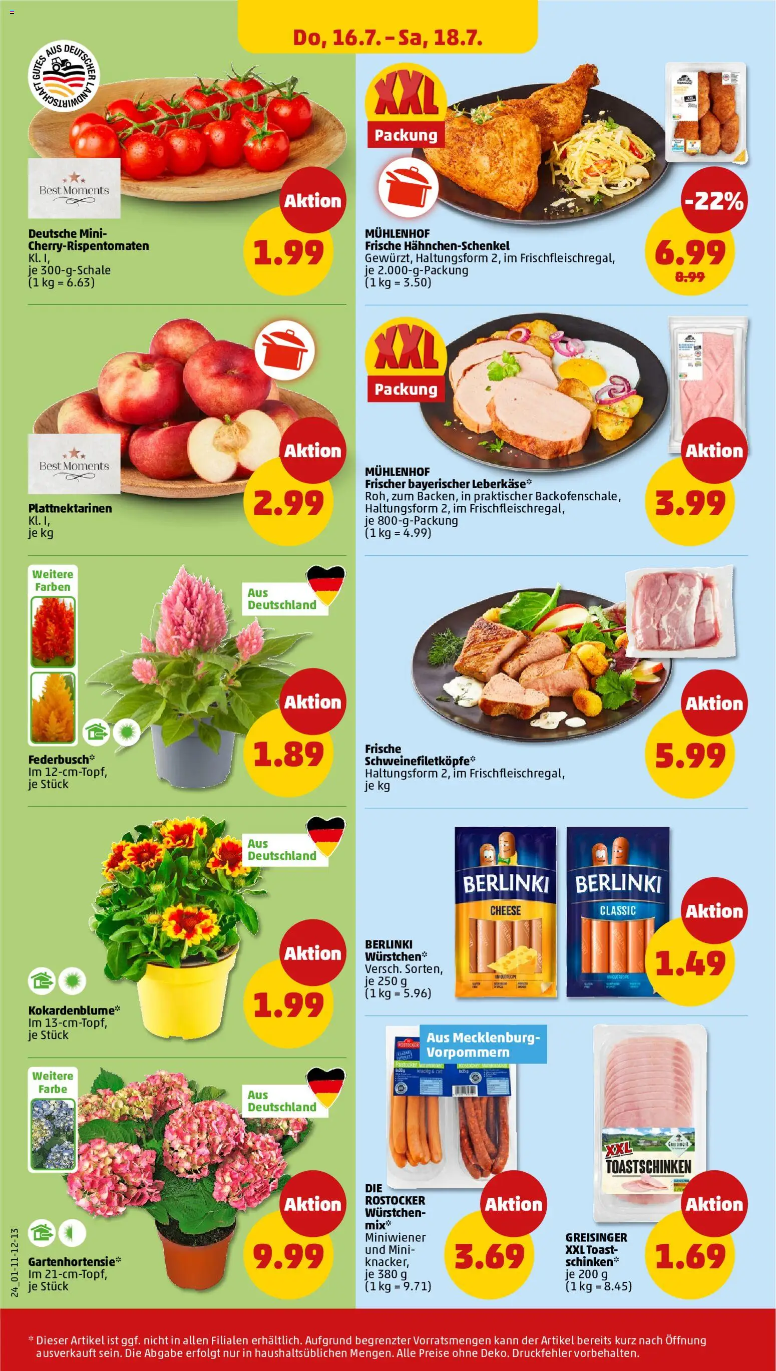Penny Prospekt – gültig ab 13.07.2026 | Seite: 28 | Produkte: Hahnchenschenkel, Toast, Toastschinken, Schinken