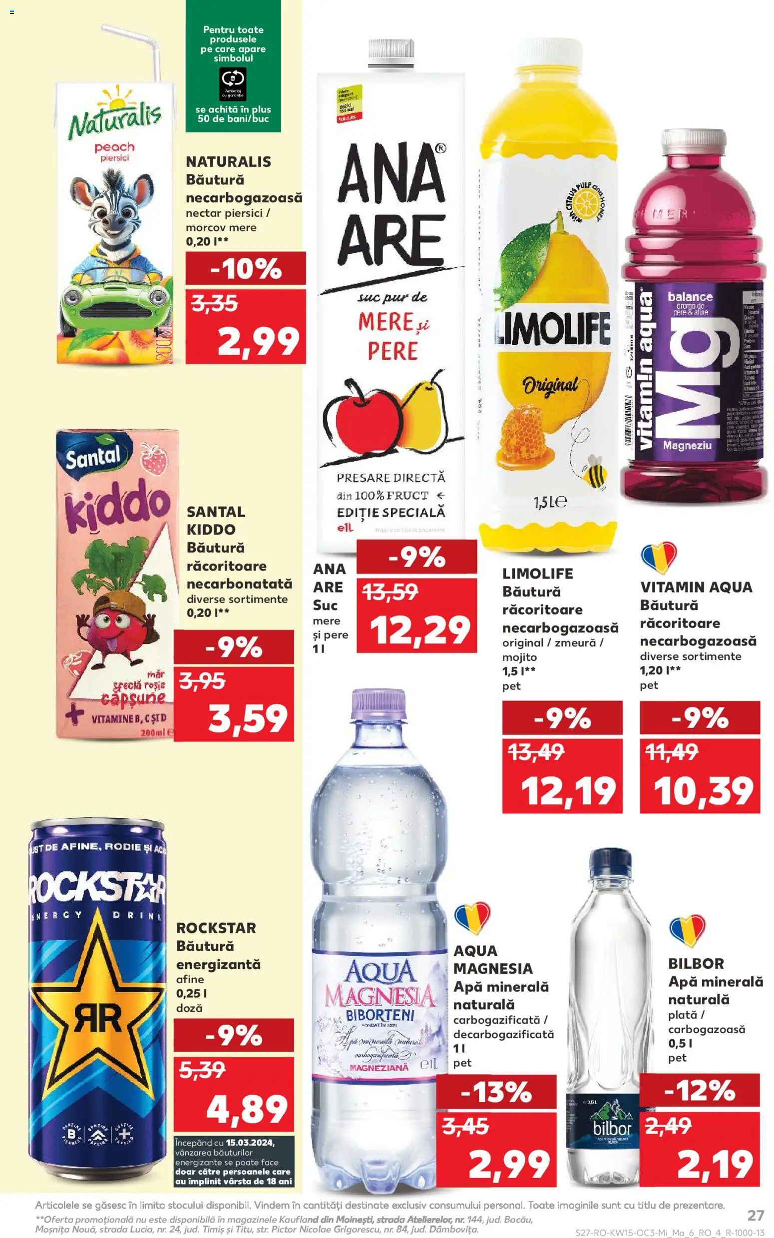 Noul catalog Kaufland – valabil de la 08.04.2026 | Pagină: 27 | Produse: Afine, Yazı tahtası kalemi, Băutură energizantă, Apă