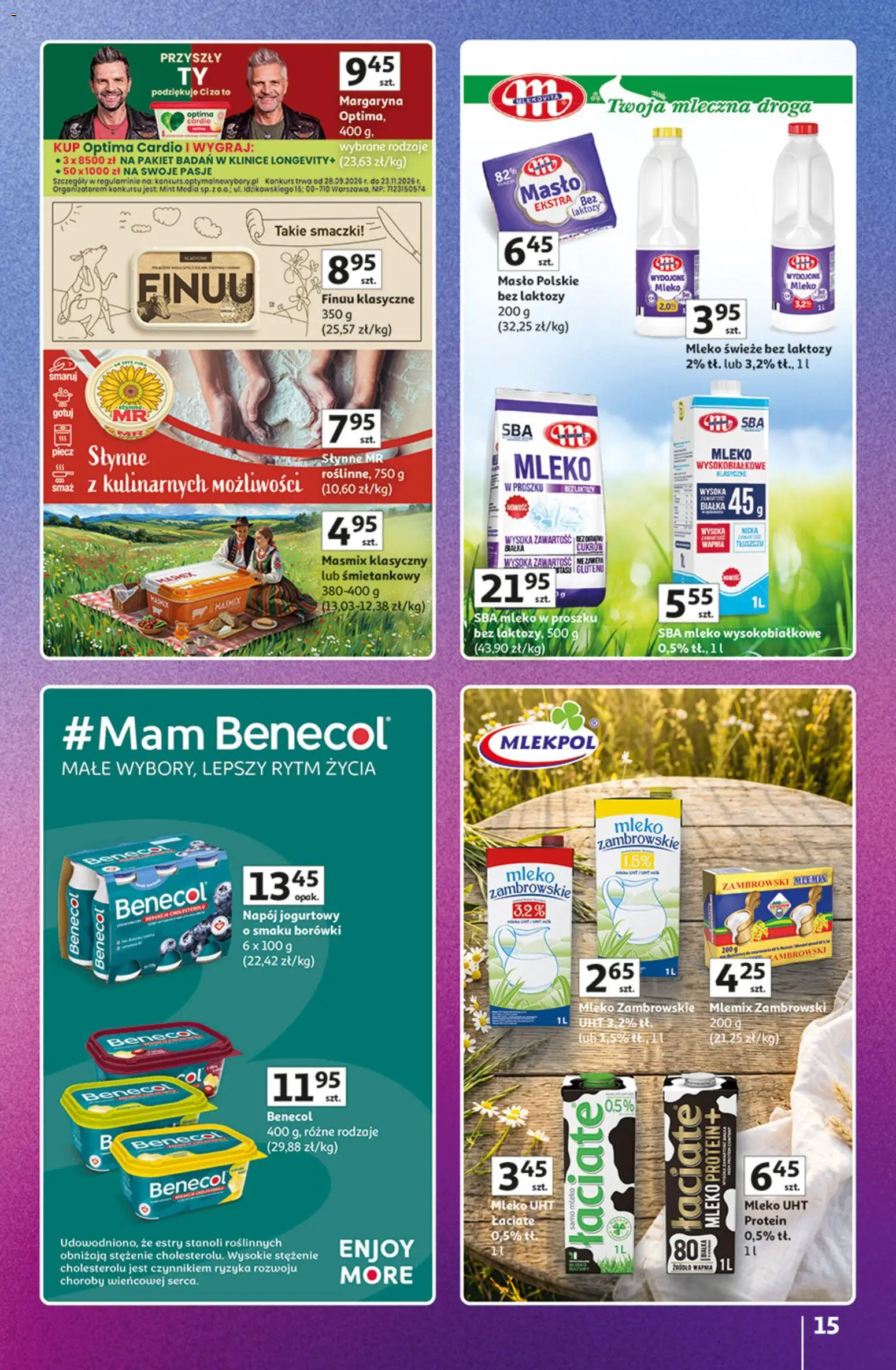 Auchan gazetka - Znane marki od 15.10.2026 | Strona: 15 | Produkty: Optima cardio, Mleko, Mleko UHT, Mleko świeże
