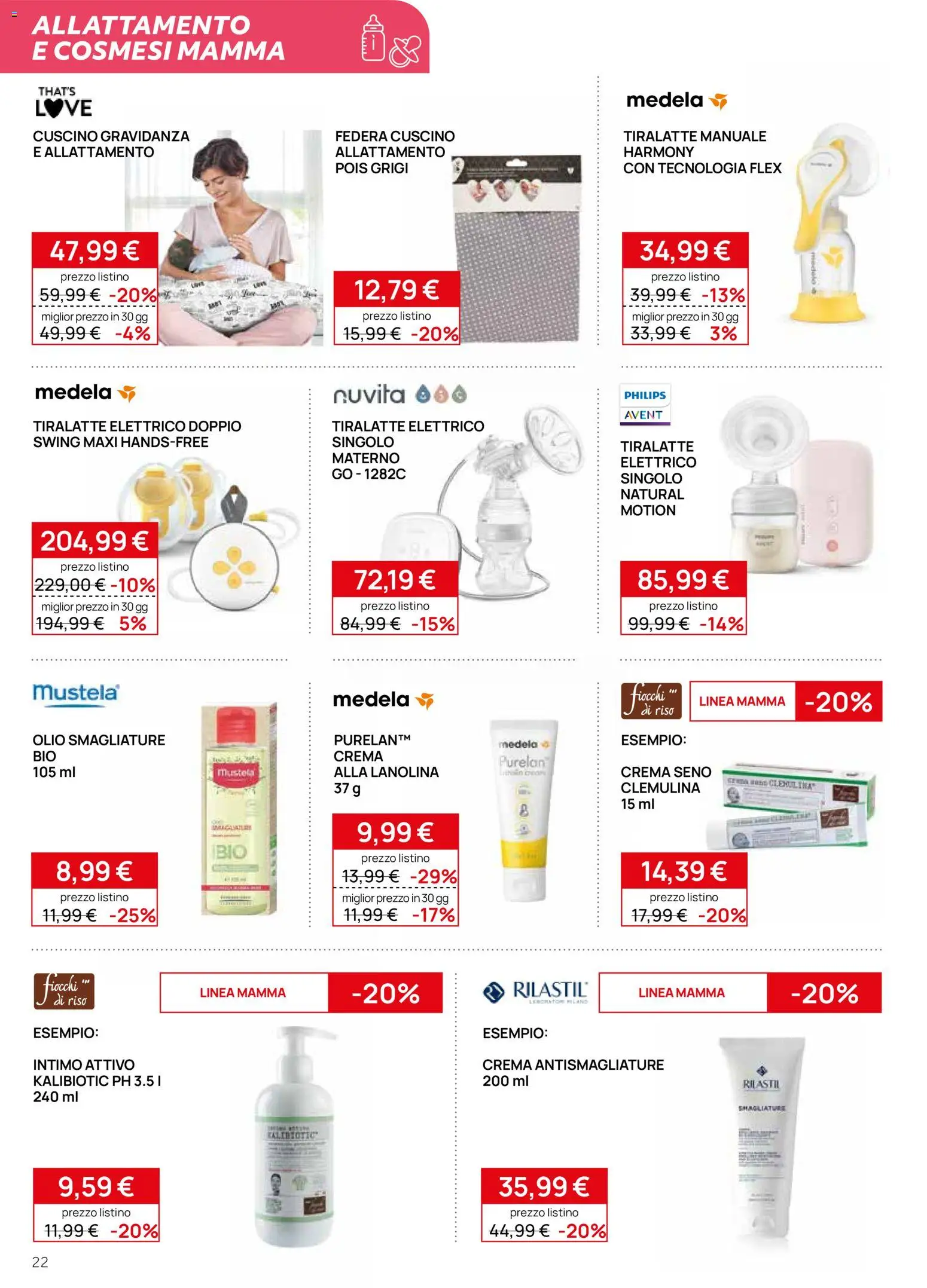 Volantino Prenatal del 20/08/2026 | Pagina: 22 | Prodotti: Riso, Intimo, Olio, Tiralatte
