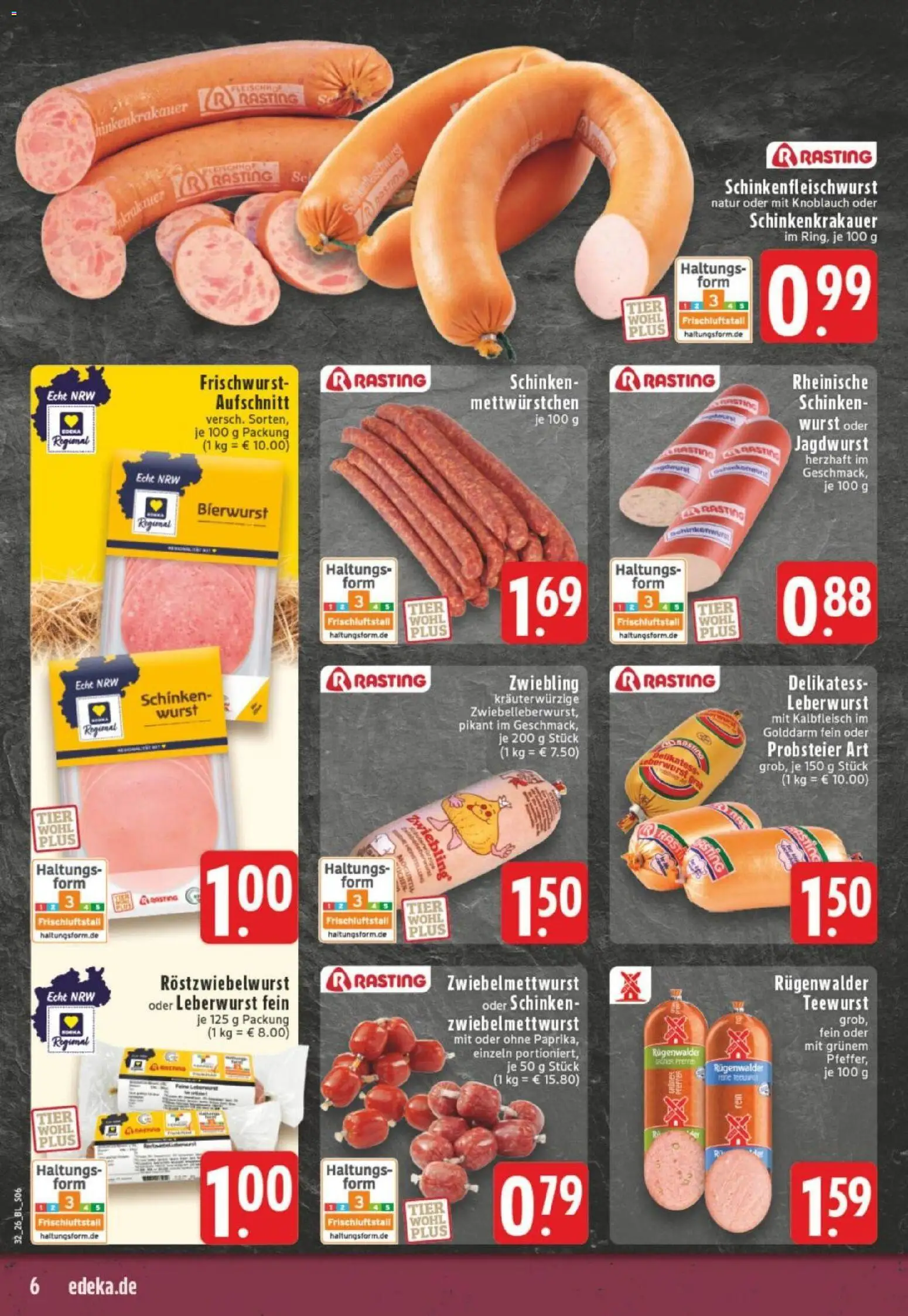 Edeka Prospekt Dortmund – gültig ab 03.08.2026 | Seite: 6 | Produkte: Wurst, Knoblauch, Schinken