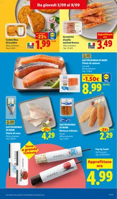 Anteprima del volantino GASTRONOMIA DI MARE Filetto di salmone, Con pelle, 500 g confezione valido a partire dal 03/09/2026 | Pagina: 19