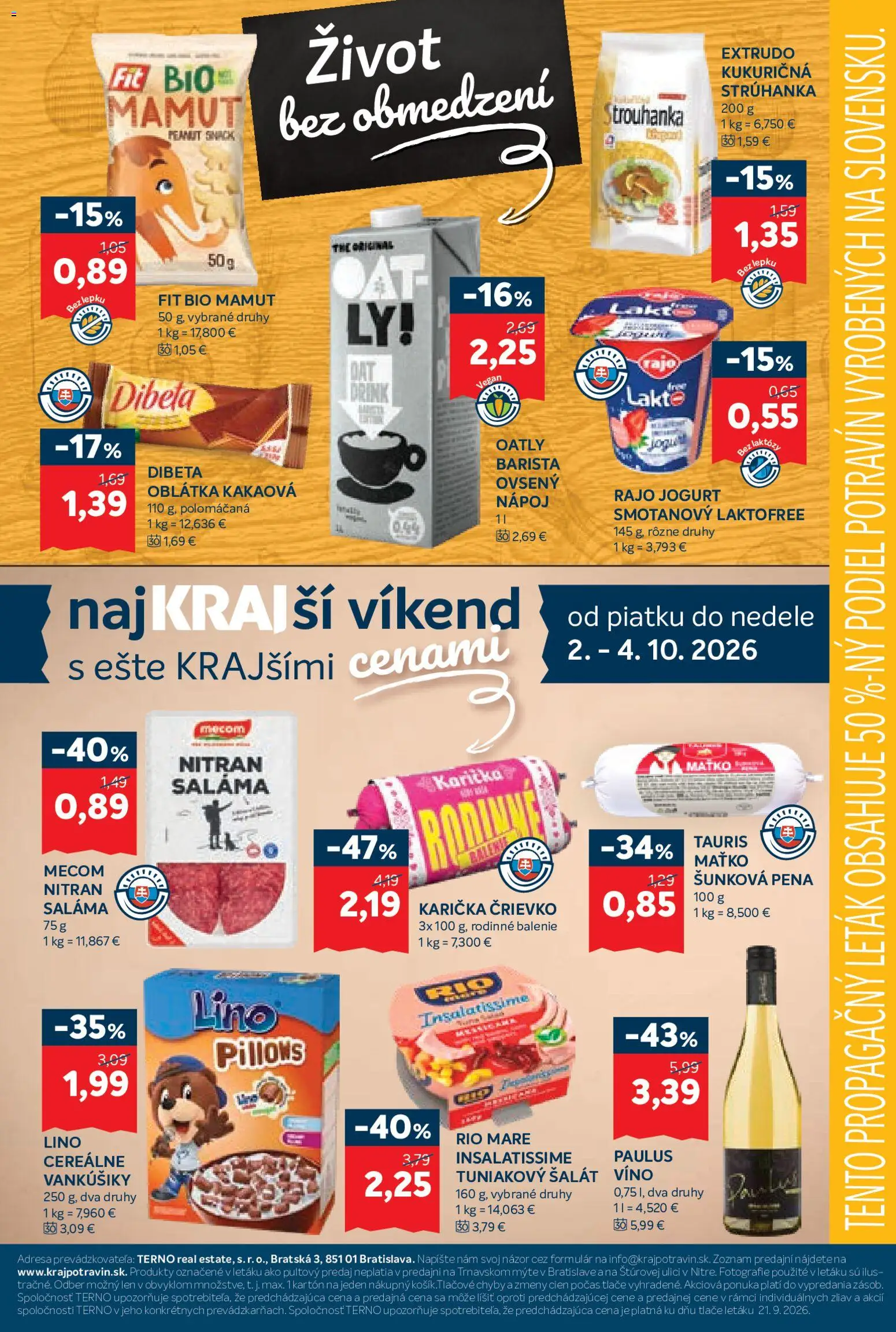 Nové Kraj akcie – leták je platný od 01.10.2026 | Strana: 18 | Produkty: Jogurt, Víno, Šalát, Pena