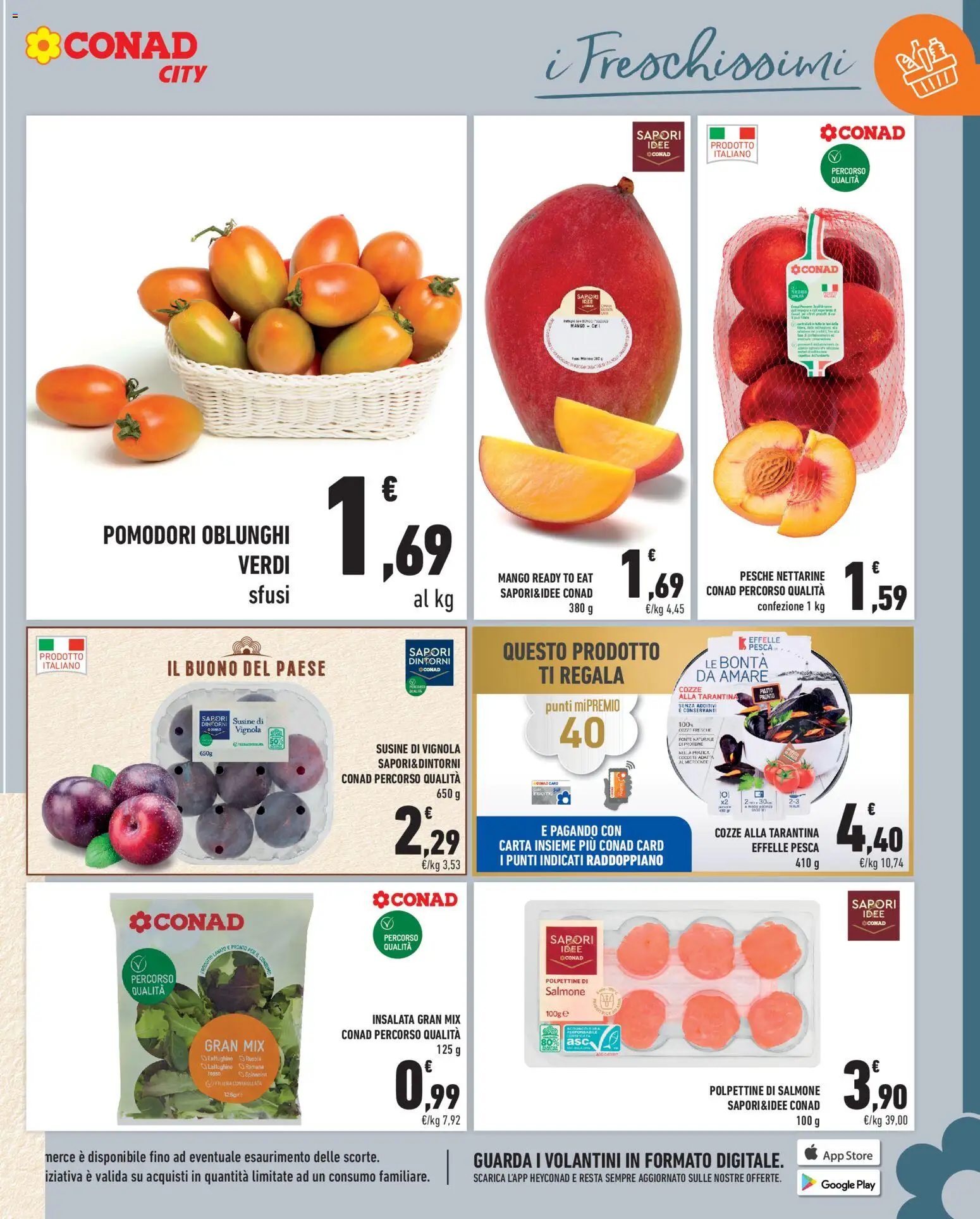 Volantino Conad del 07/08/2026 | Pagina: 7 | Prodotti: Salmone, Cozze, Insalata, Susine