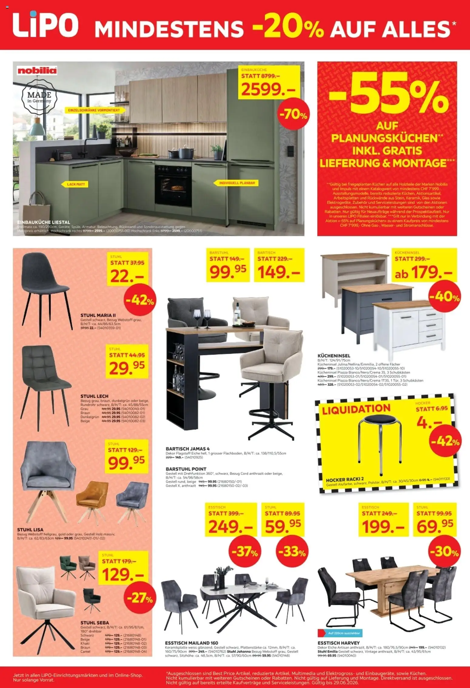 Lipo aktionen – gültig ab 16.06.2026 | Seite: 4 | Produkte: Hocker, Bartisch, Stuhl, Hochschrank