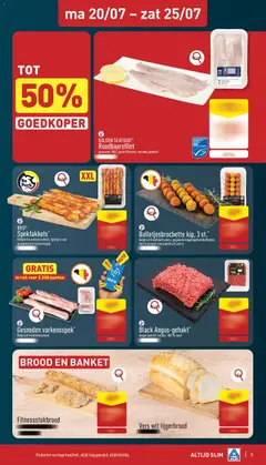 Black Angus-gehakt*, mager gehakt natuur, 100 % rund - Voorbeeld van een folder van Aldi, geldig van 20/07/2026 | Pagina: 5 | Producten: Gehakt, Gewicht, Brood