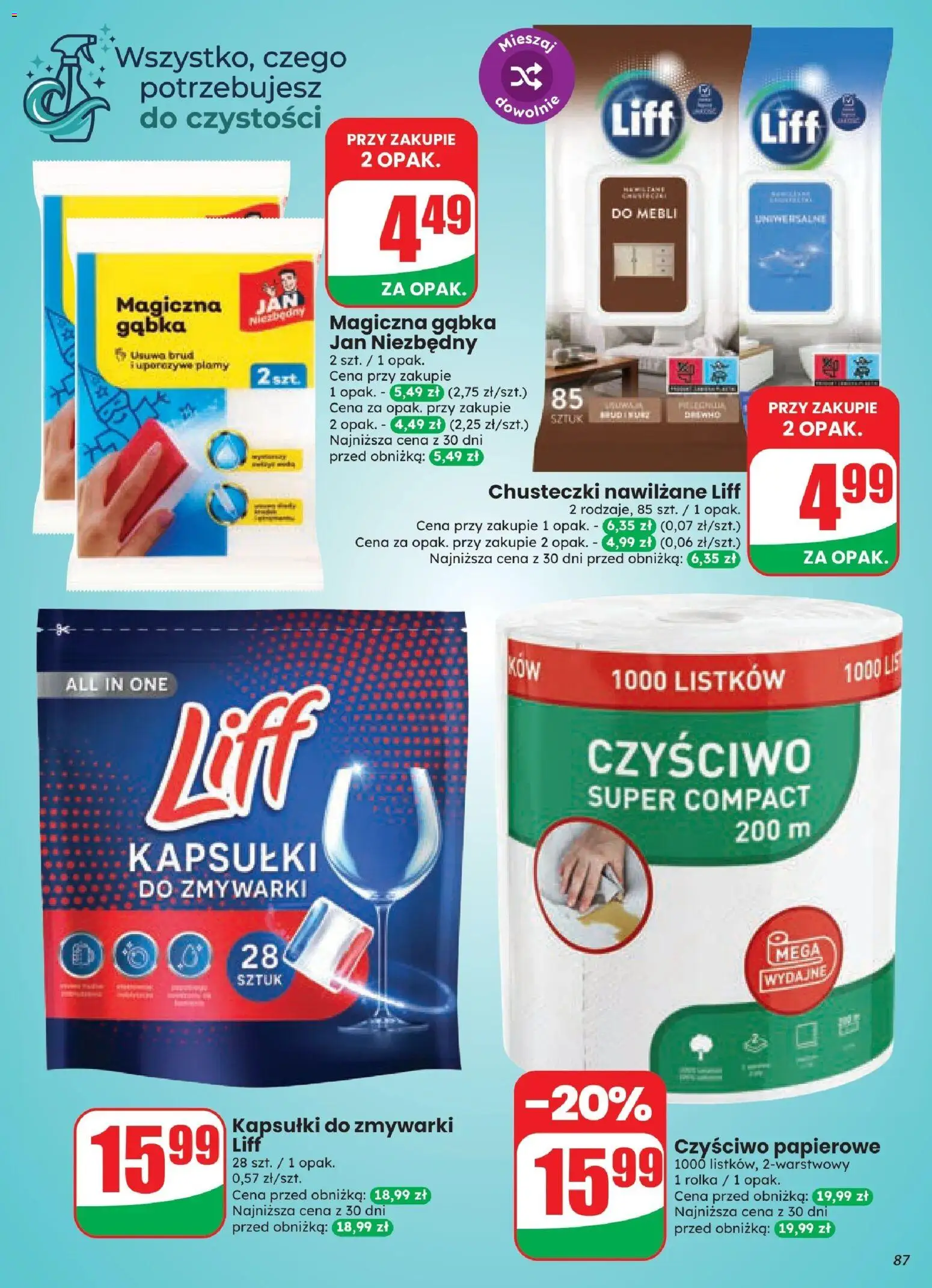 Dino gazetka od 21.10.2026 | Strona: 87 | Produkty: Kapsułki, Chusteczki, Magiczna gąbka, Kapsułki do zmywarki